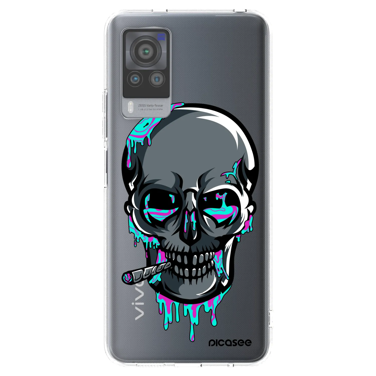 Picasee silikonový průhledný obal pro Vivo X60 Pro 5G - EARTH - Lebka 3.0