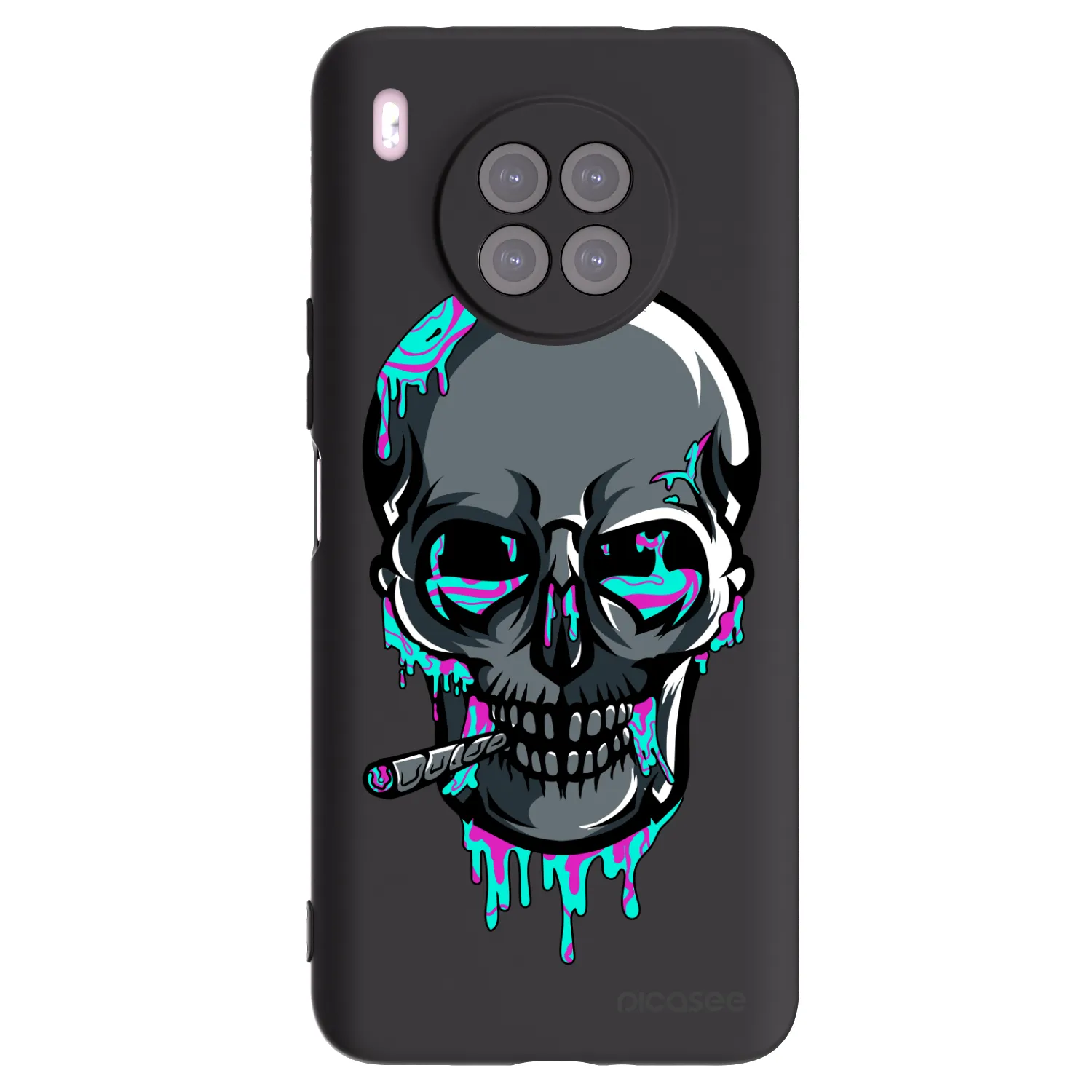 Picasee silikonový černý obal pro Huawei Nova 8i - EARTH - Lebka 3.0