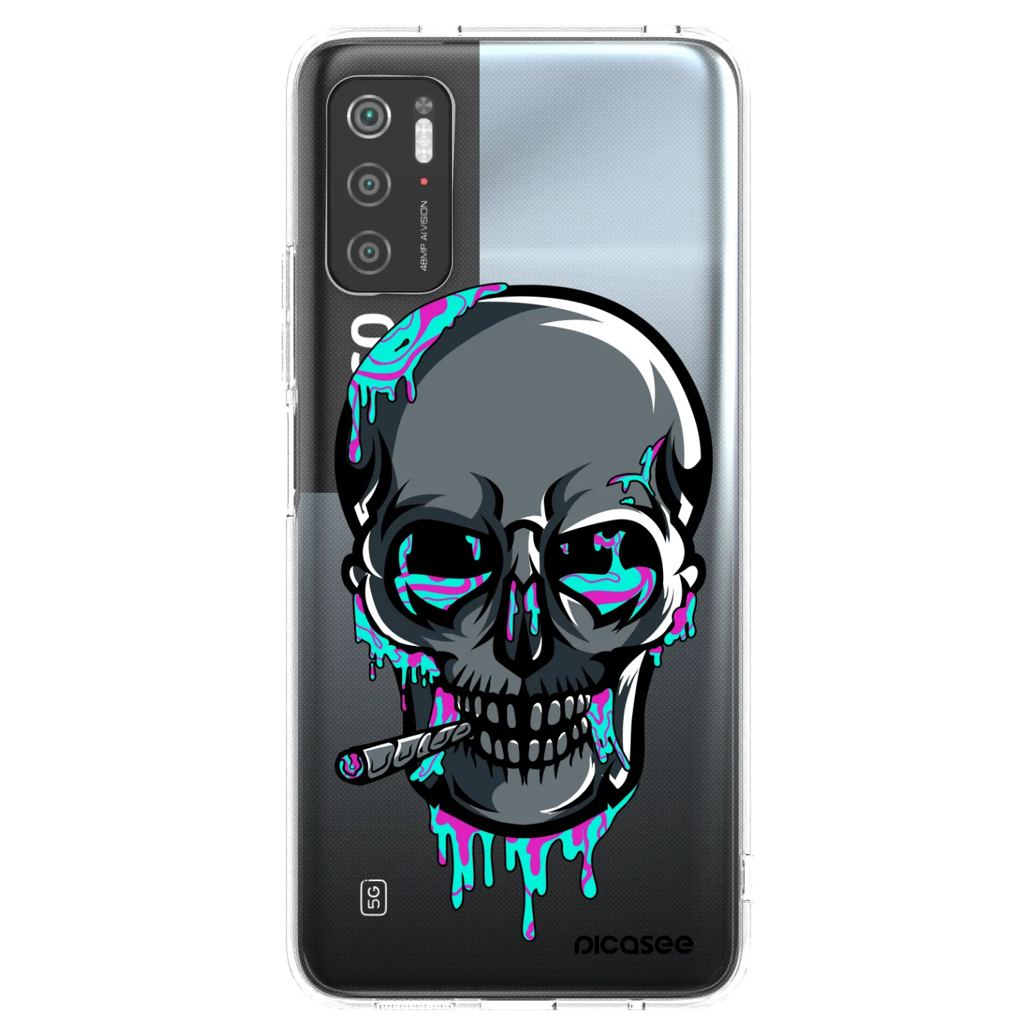 Picasee silikonový průhledný obal pro Xiaomi Poco M3 Pro 5G - EARTH - Lebka 3.0