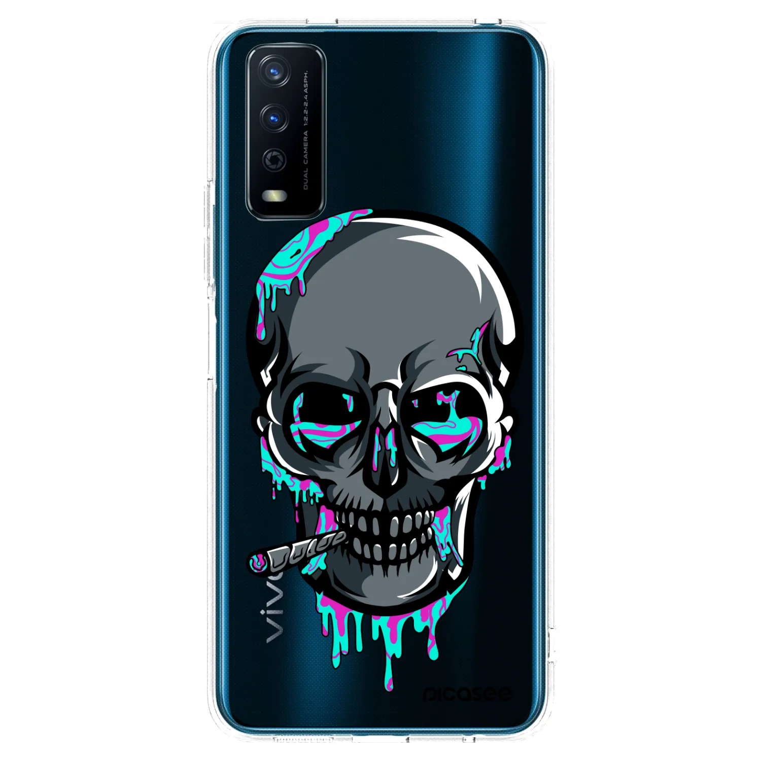 Picasee silikonový průhledný obal pro Vivo Y11s - EARTH - Lebka 3.0
