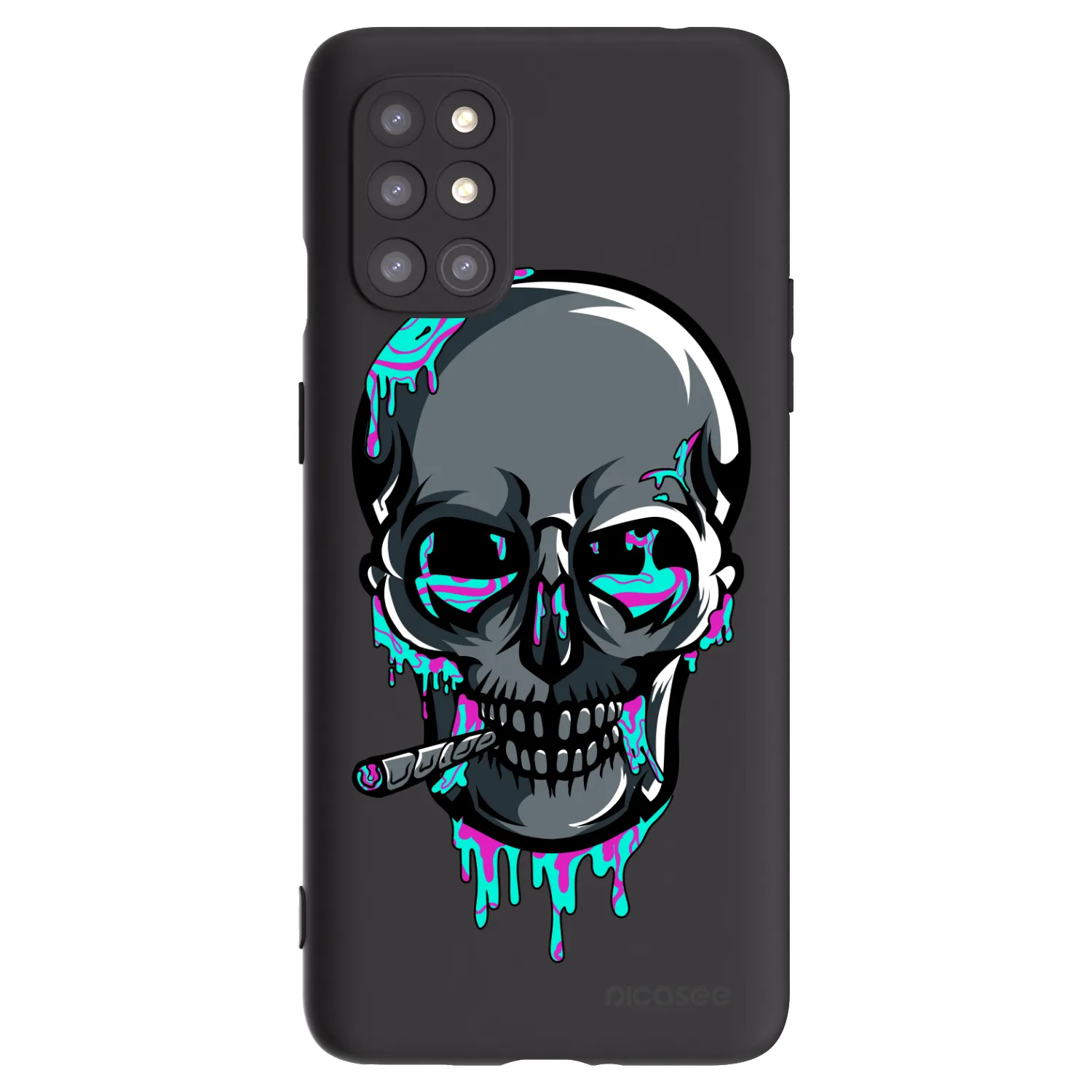 Picasee silikonový černý obal pro OnePlus 8T - EARTH - Lebka 3.0