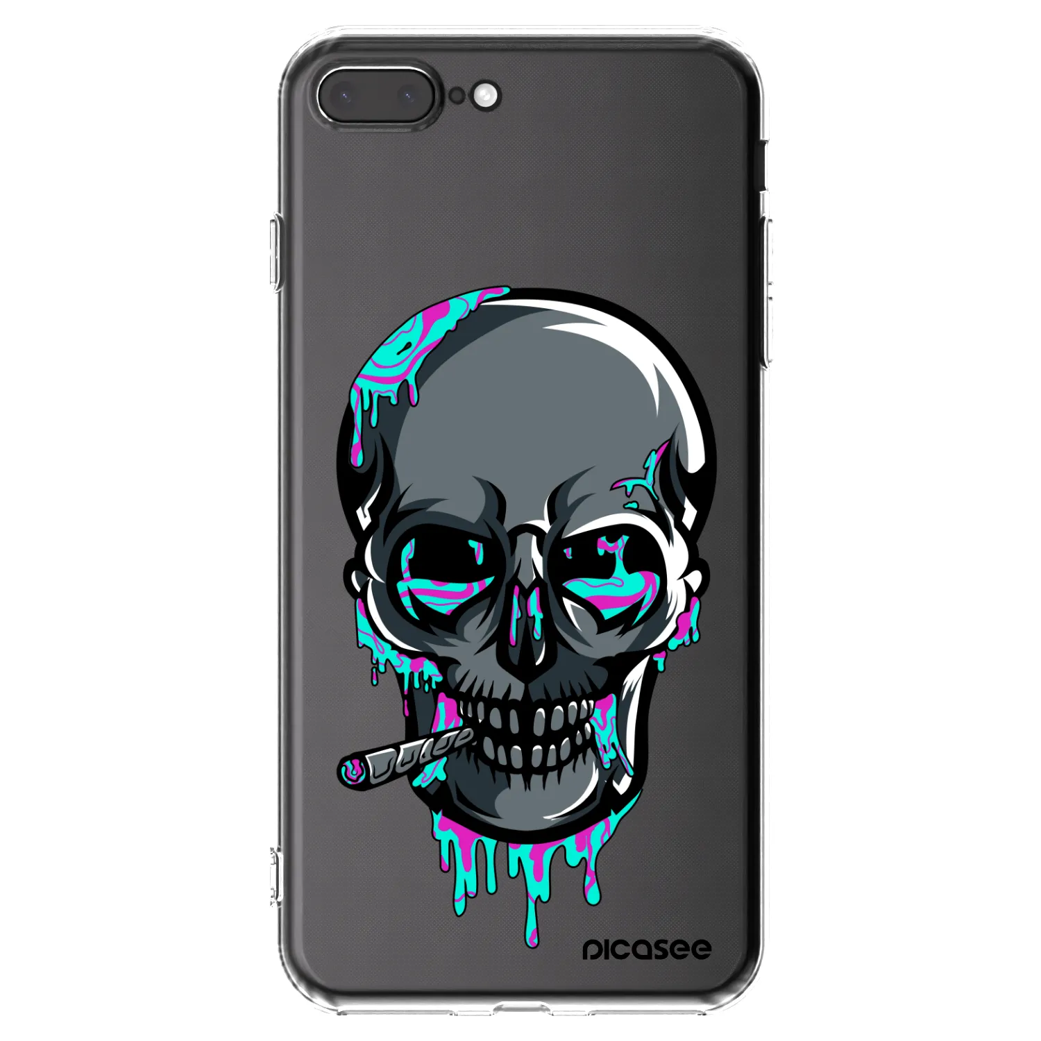 Picasee silikonový průhledný obal pro Apple iPhone 7 Plus - EARTH - Lebka 3.0