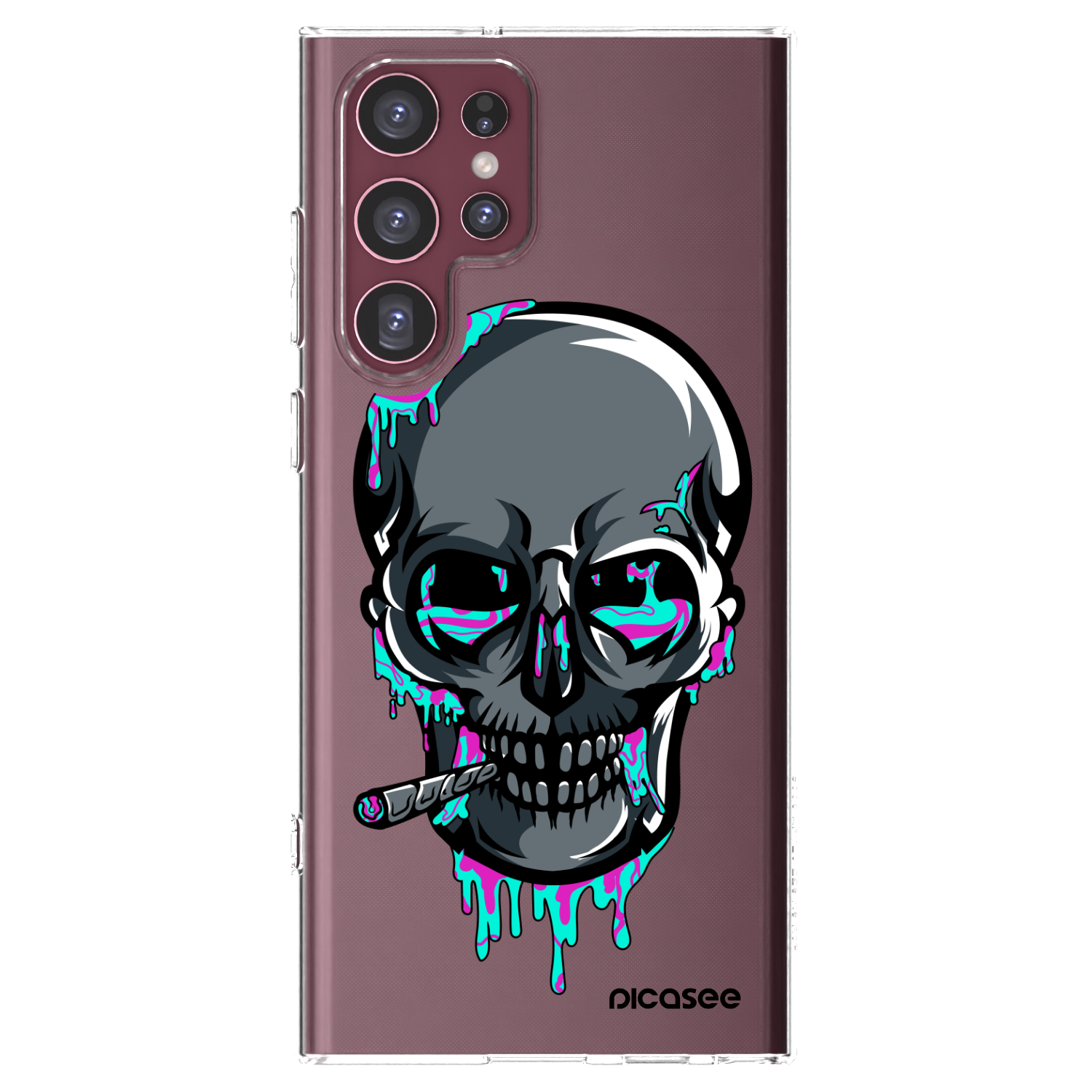 Picasee silikonový průhledný obal pro Samsung Galaxy S22 Ultra 5G - EARTH - Lebka 3.0