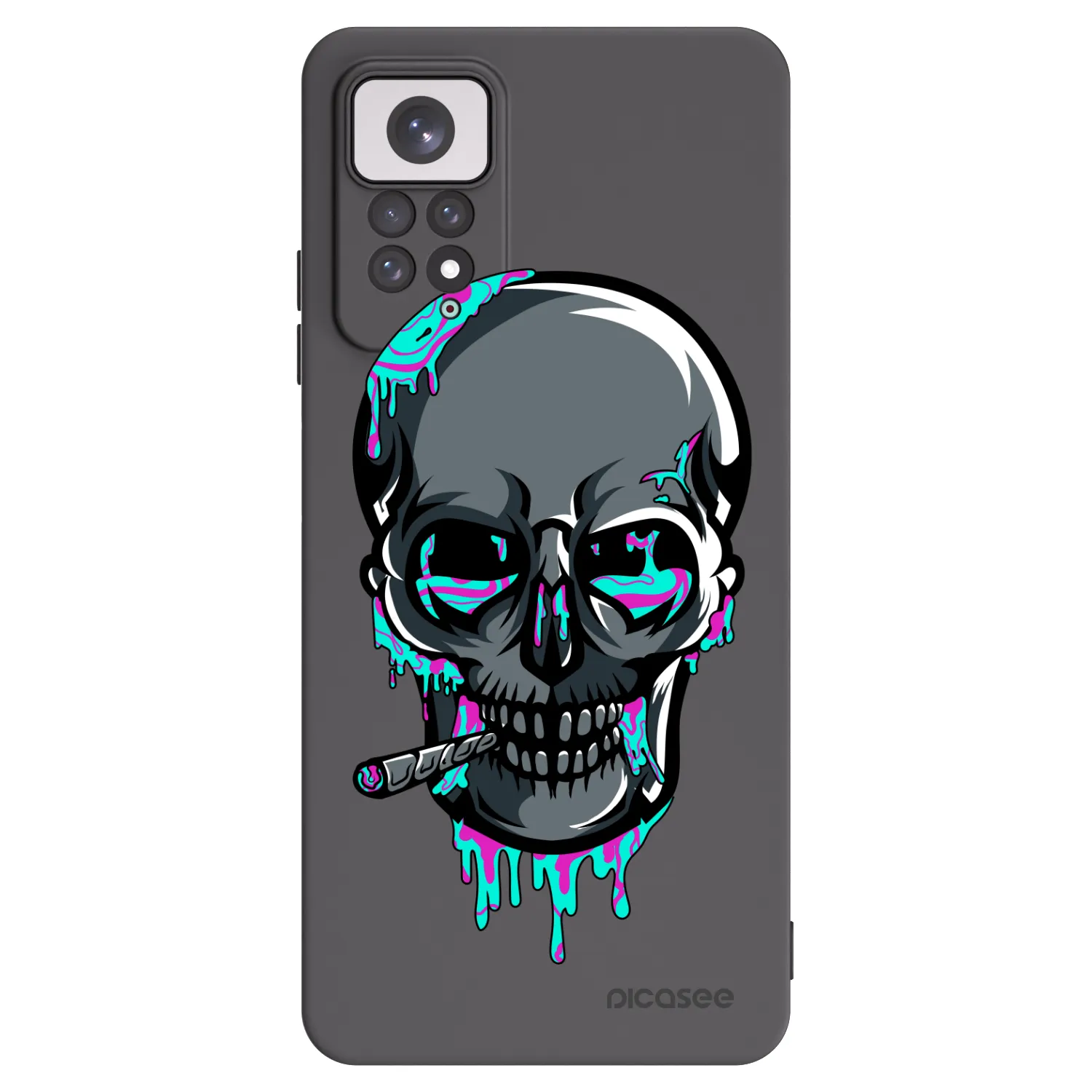 Picasee silikonový černý obal pro Xiaomi Redmi Note 11 - EARTH - Lebka 3.0