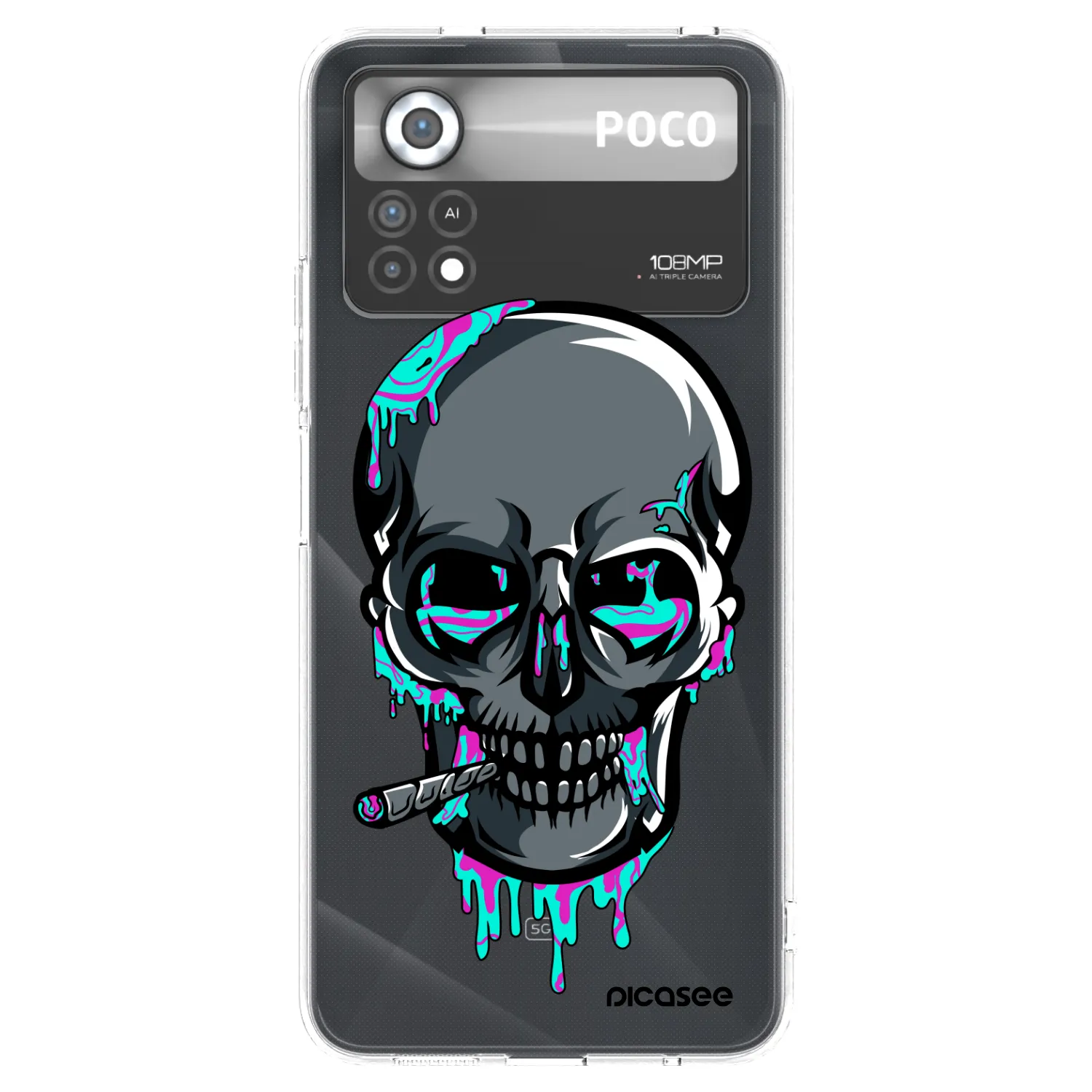 Picasee silikonový průhledný obal pro Xiaomi Poco X4 Pro 5G - EARTH - Lebka 3.0