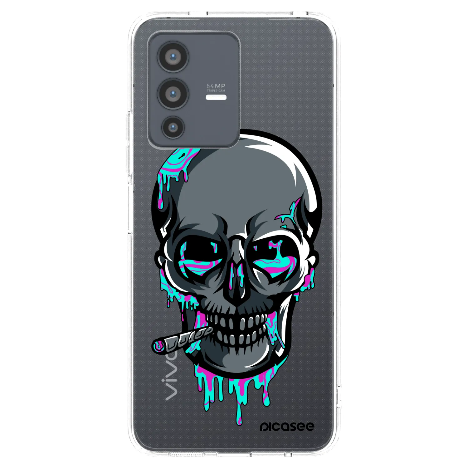 Picasee silikonový průhledný obal pro Vivo V23 5G - EARTH - Lebka 3.0