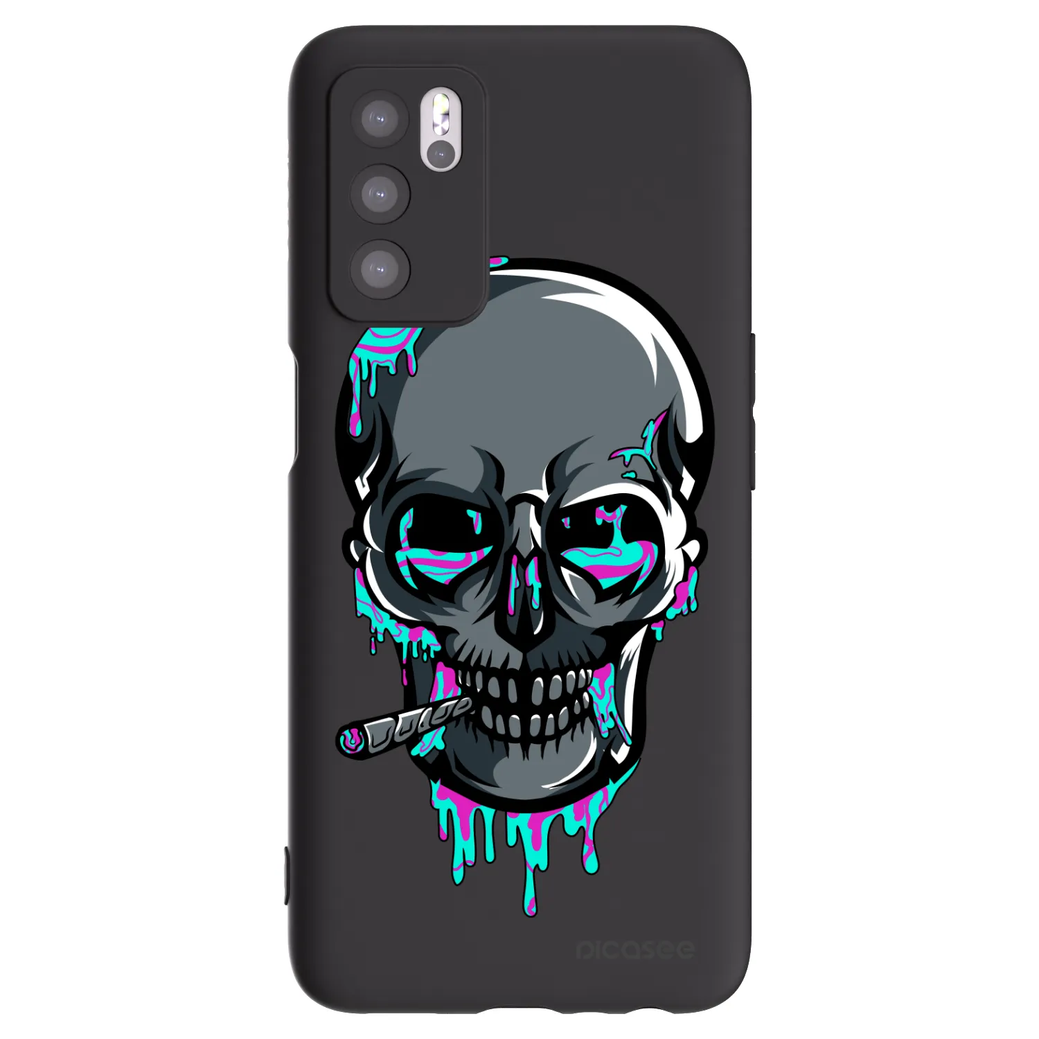 Picasee silikonový černý obal pro OPPO A16s - EARTH - Lebka 3.0