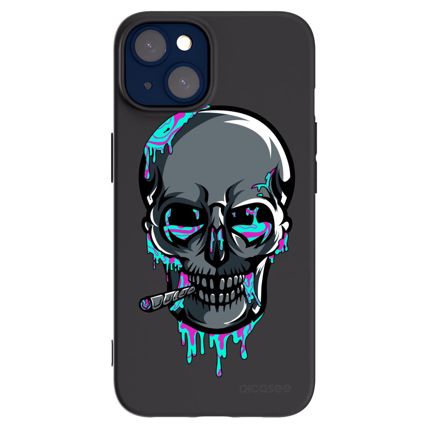 Picasee silikonový černý obal pro Apple iPhone 14 - EARTH - Lebka 3.0