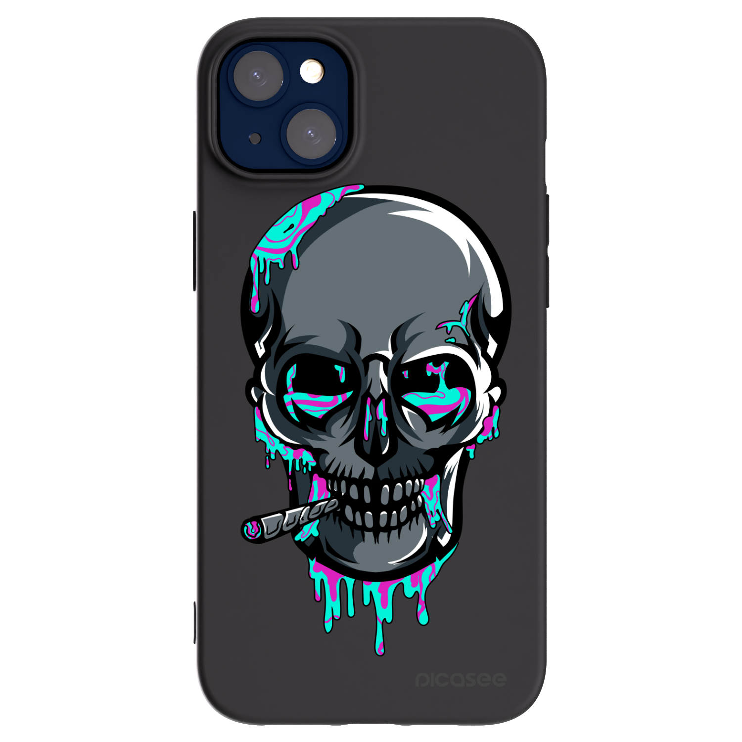 Picasee silikonový černý obal pro Apple iPhone 14 Plus - EARTH - Lebka 3.0