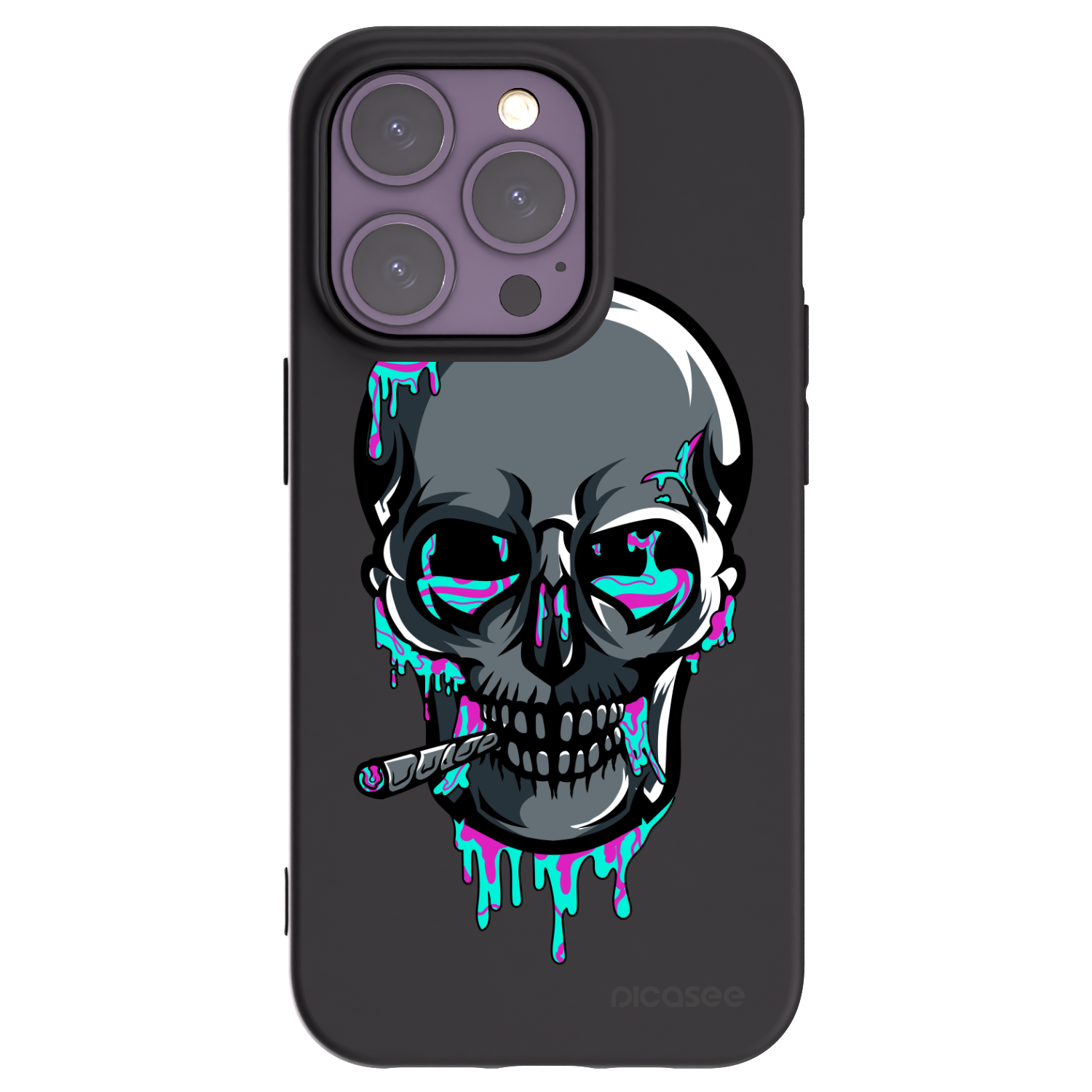 Picasee silikonový černý obal pro Apple iPhone 14 Pro - EARTH - Lebka 3.0