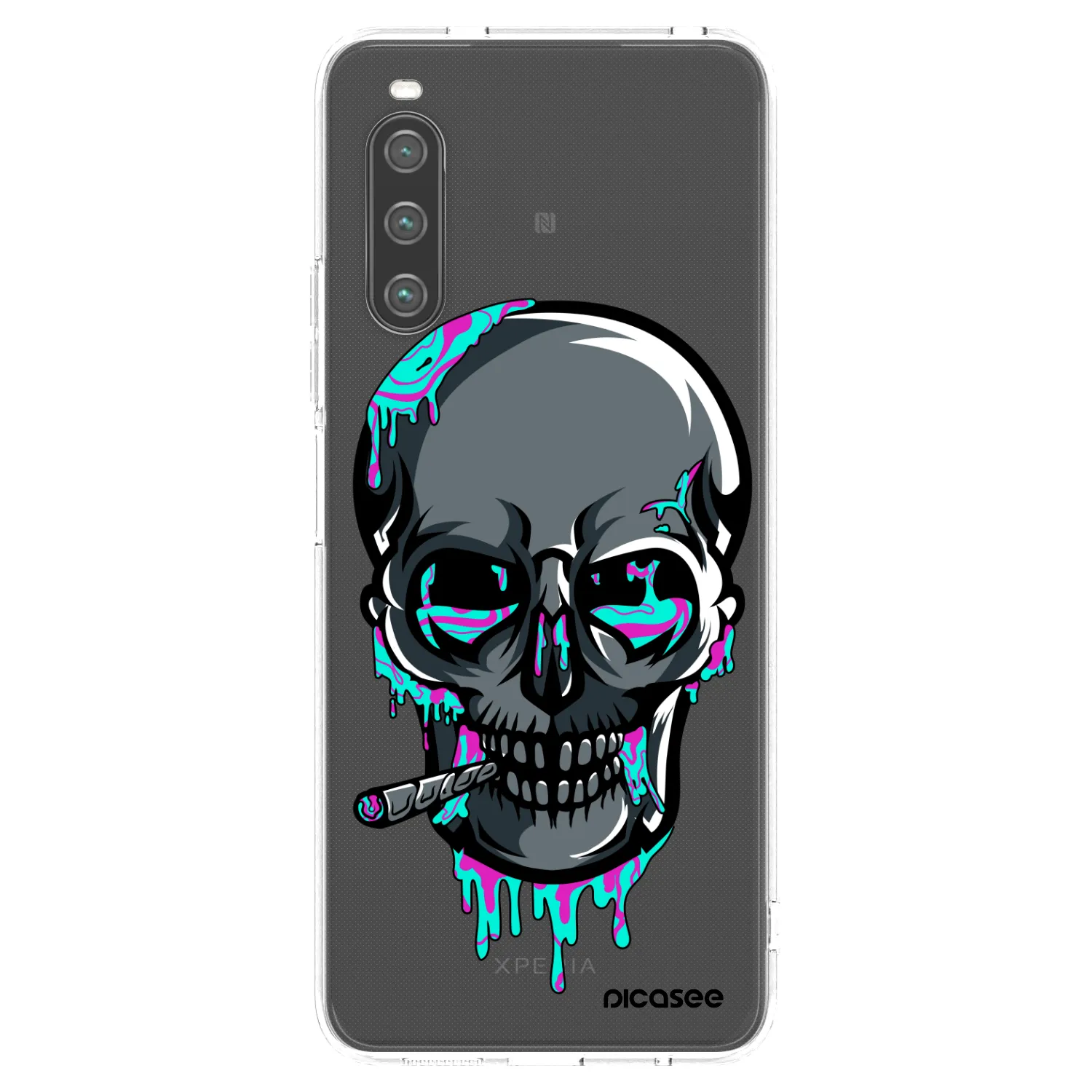 Picasee silikonový průhledný obal pro Sony Xperia 10 IV 5G - EARTH - Lebka 3.0