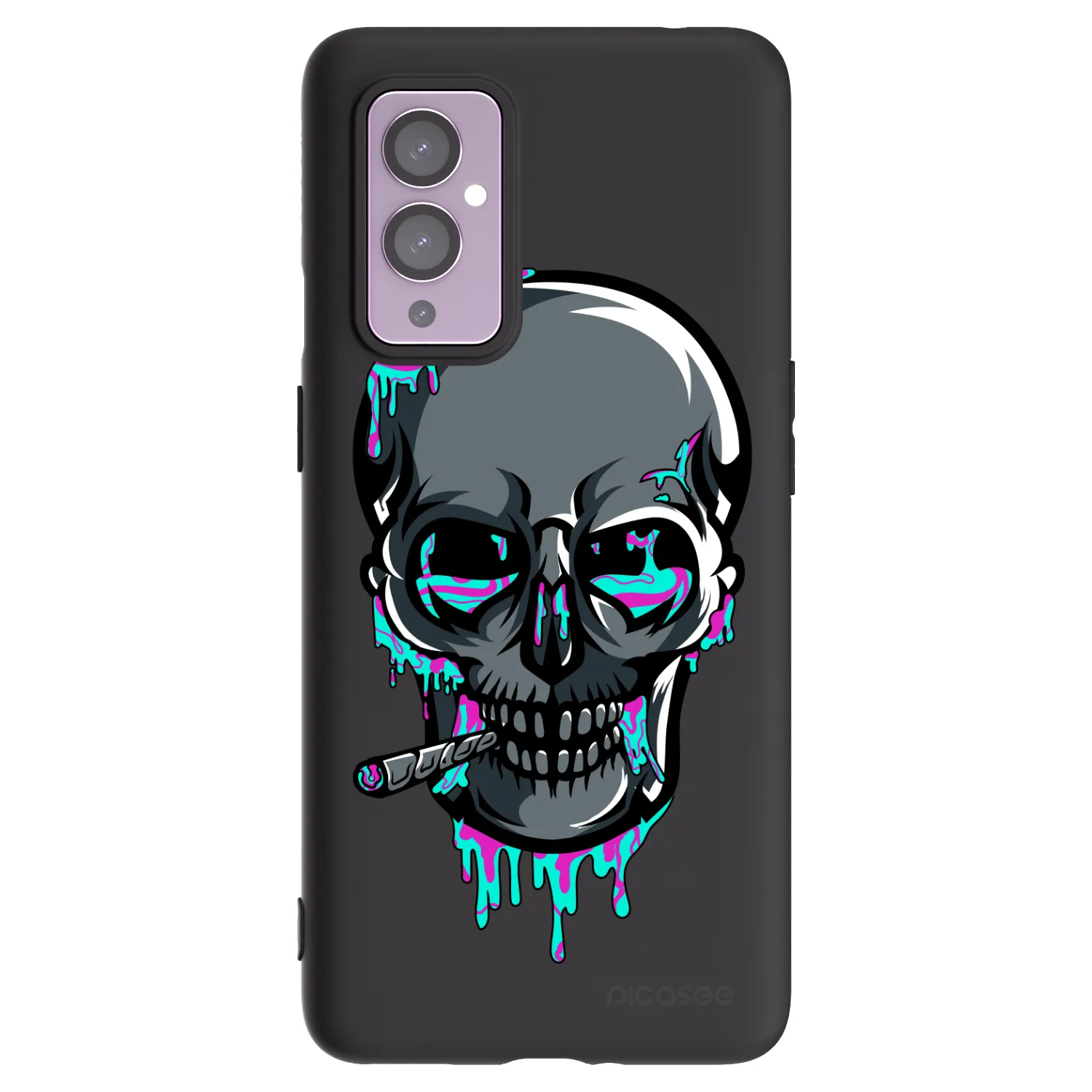 Picasee silikonový černý obal pro OnePlus 9 - EARTH - Lebka 3.0