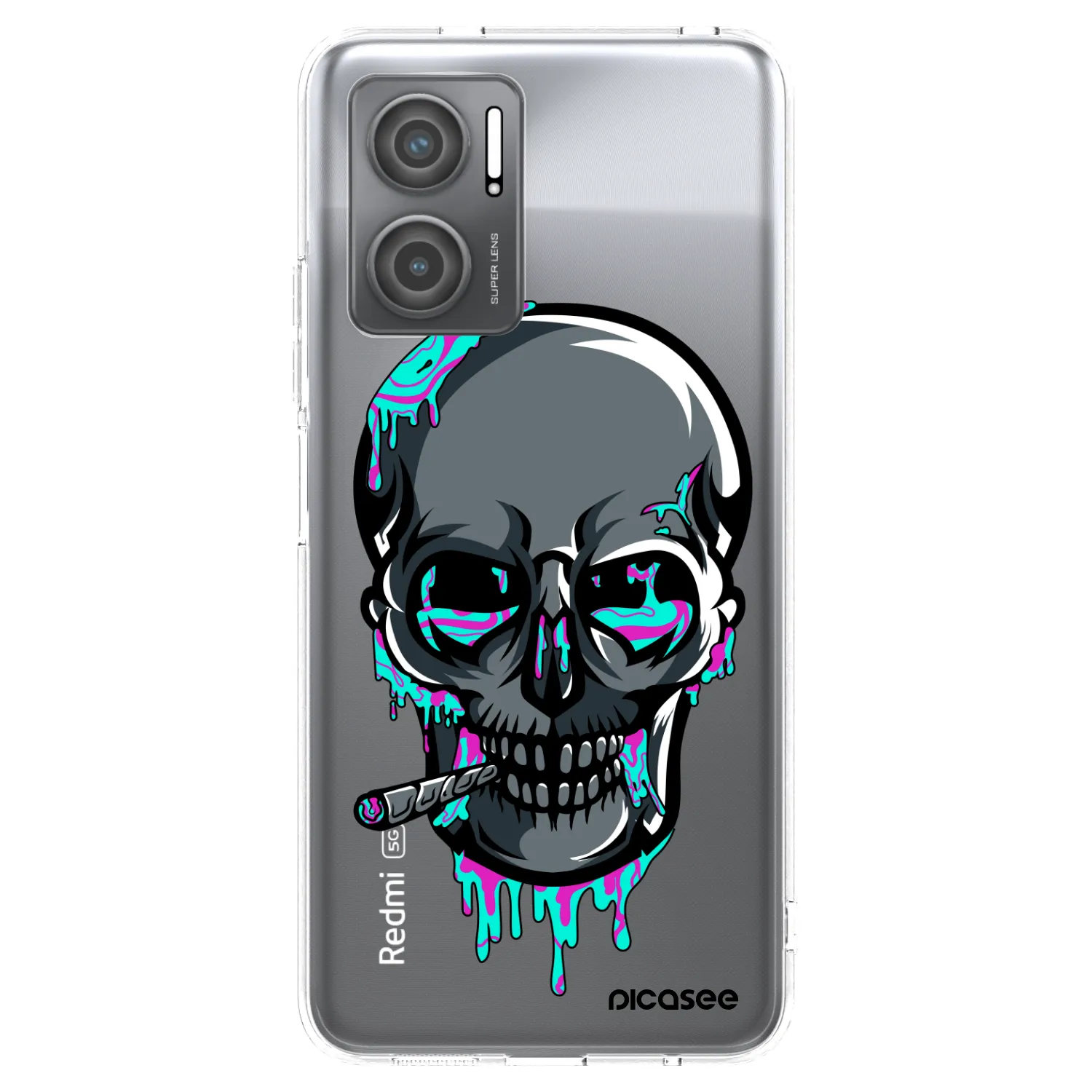 Picasee silikonový průhledný obal pro Xiaomi Redmi 10 5G - EARTH - Lebka 3.0