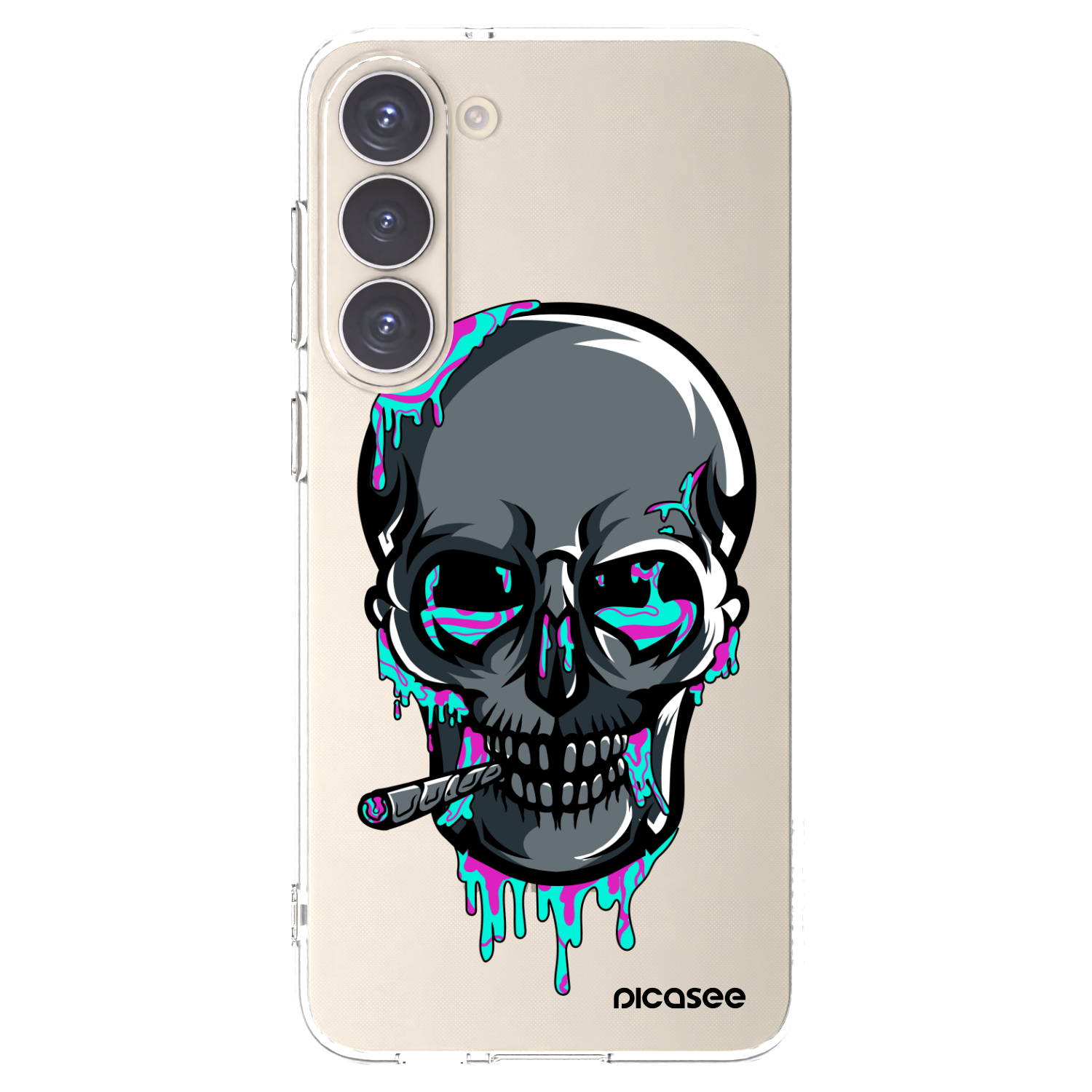 Picasee silikonový průhledný obal pro Samsung Galaxy S23+ 5G - EARTH - Lebka 3.0