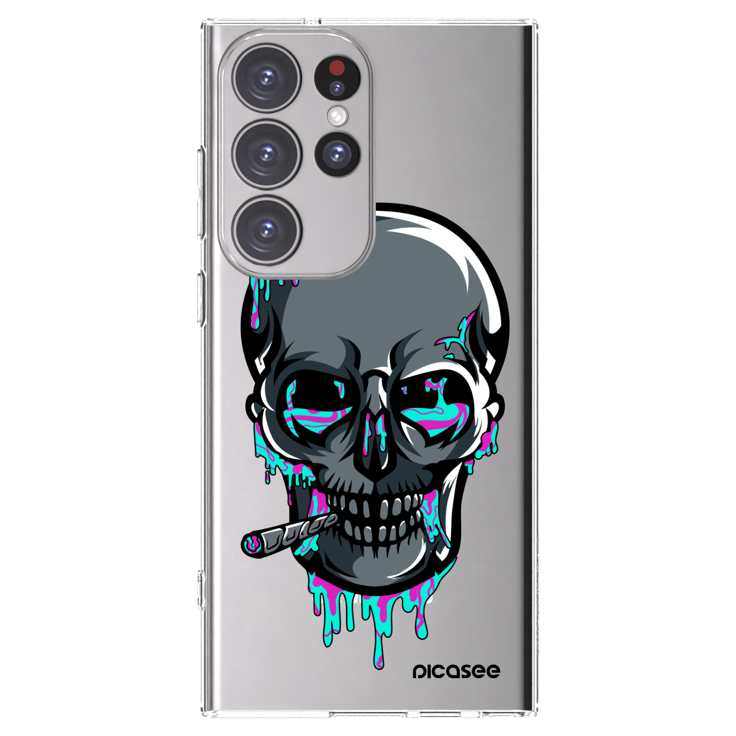 Picasee silikonový průhledný obal pro Samsung Galaxy S23 Ultra 5G - EARTH - Lebka 3.0