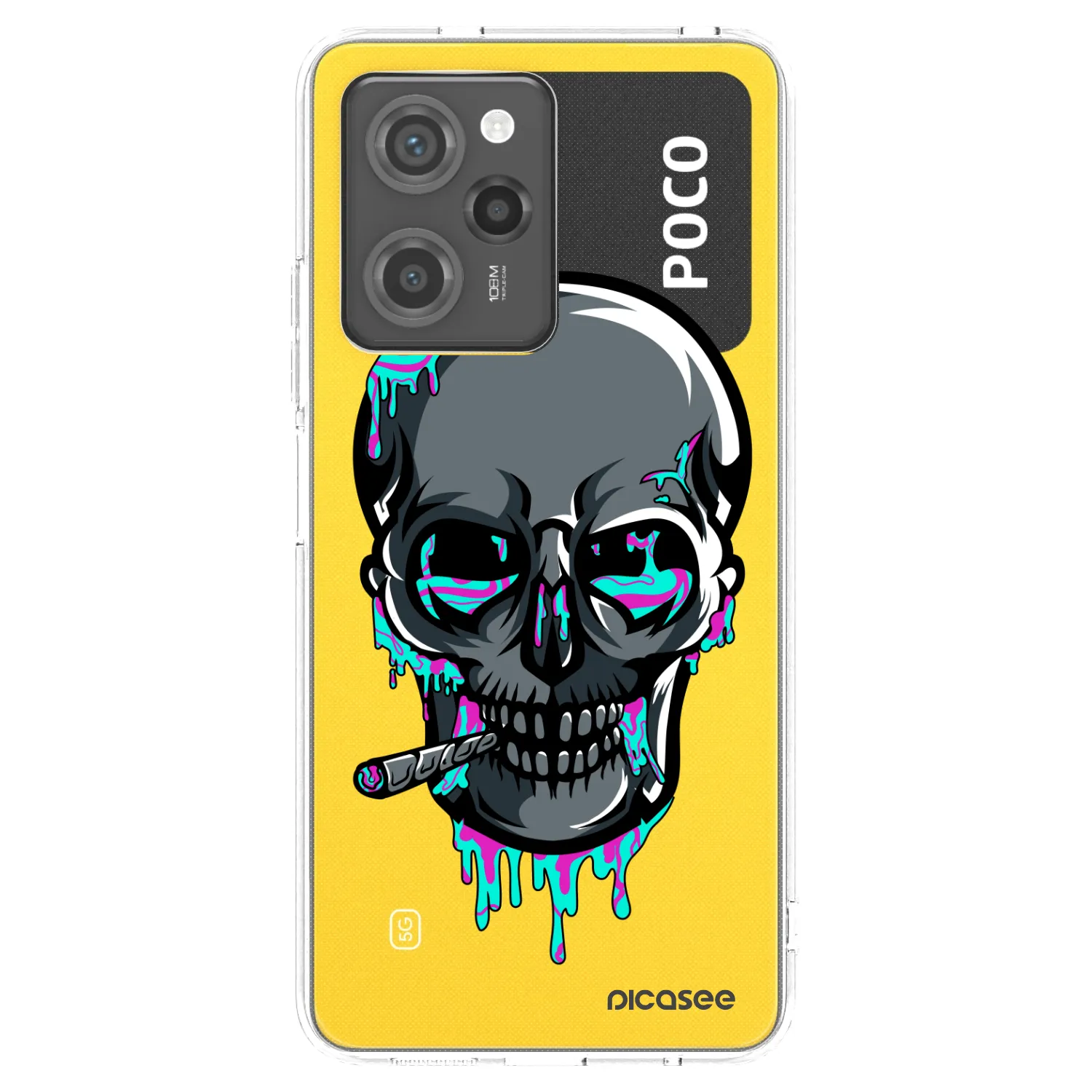 Picasee silikonový černý obal pro Xiaomi Poco X5 Pro - EARTH - Lebka 3.0