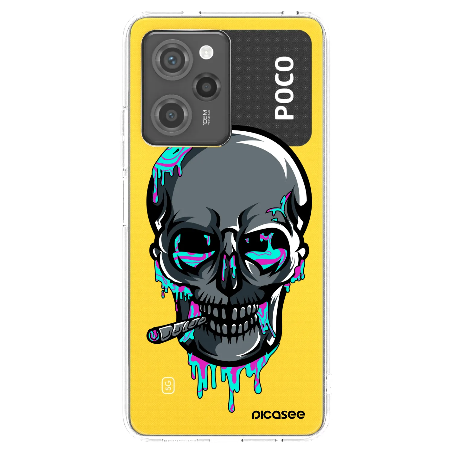 Picasee silikonový průhledný obal pro Xiaomi Poco X5 Pro - EARTH - Lebka 3.0