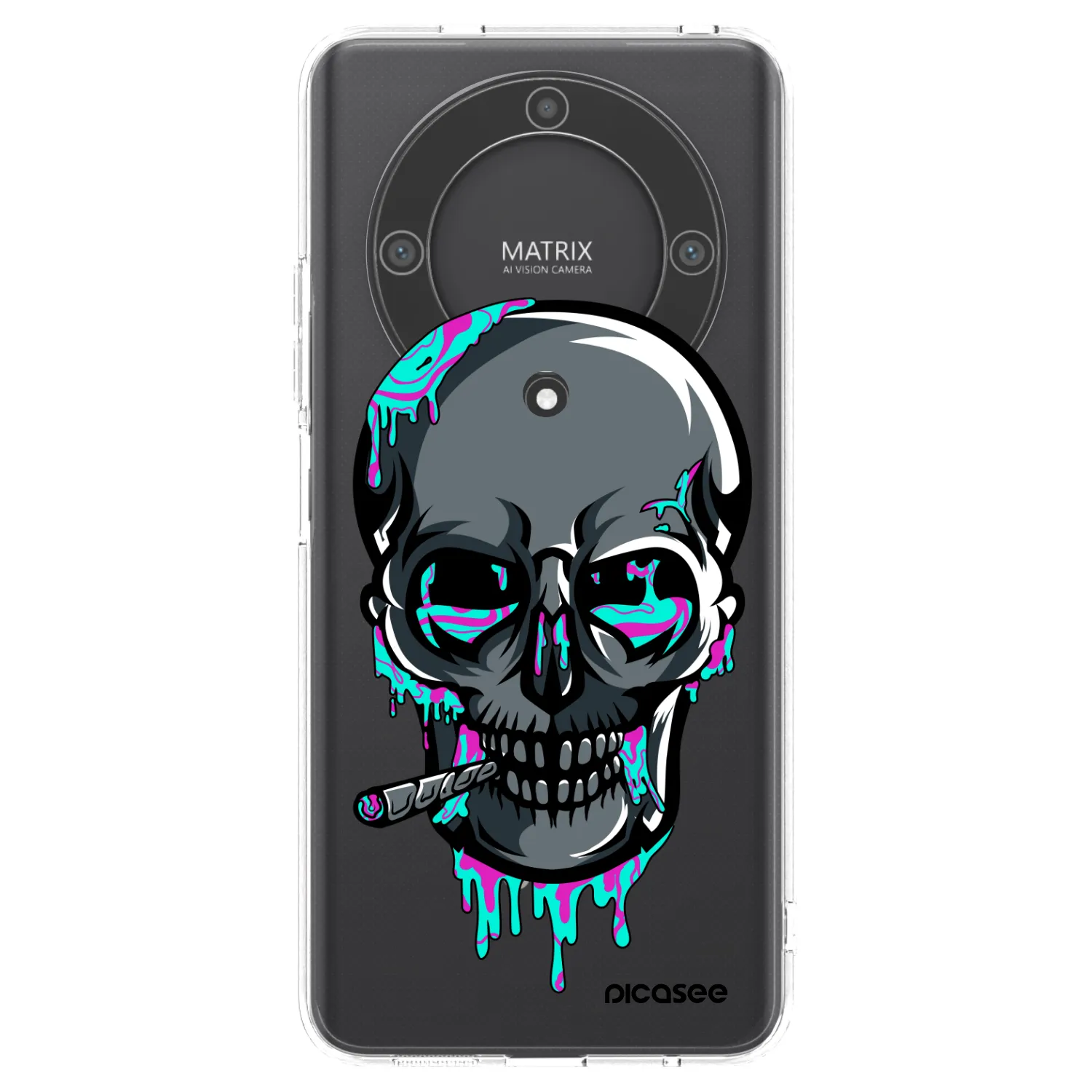 Picasee silikonový průhledný obal pro Honor Magic5 Lite 5G - EARTH - Lebka 3.0