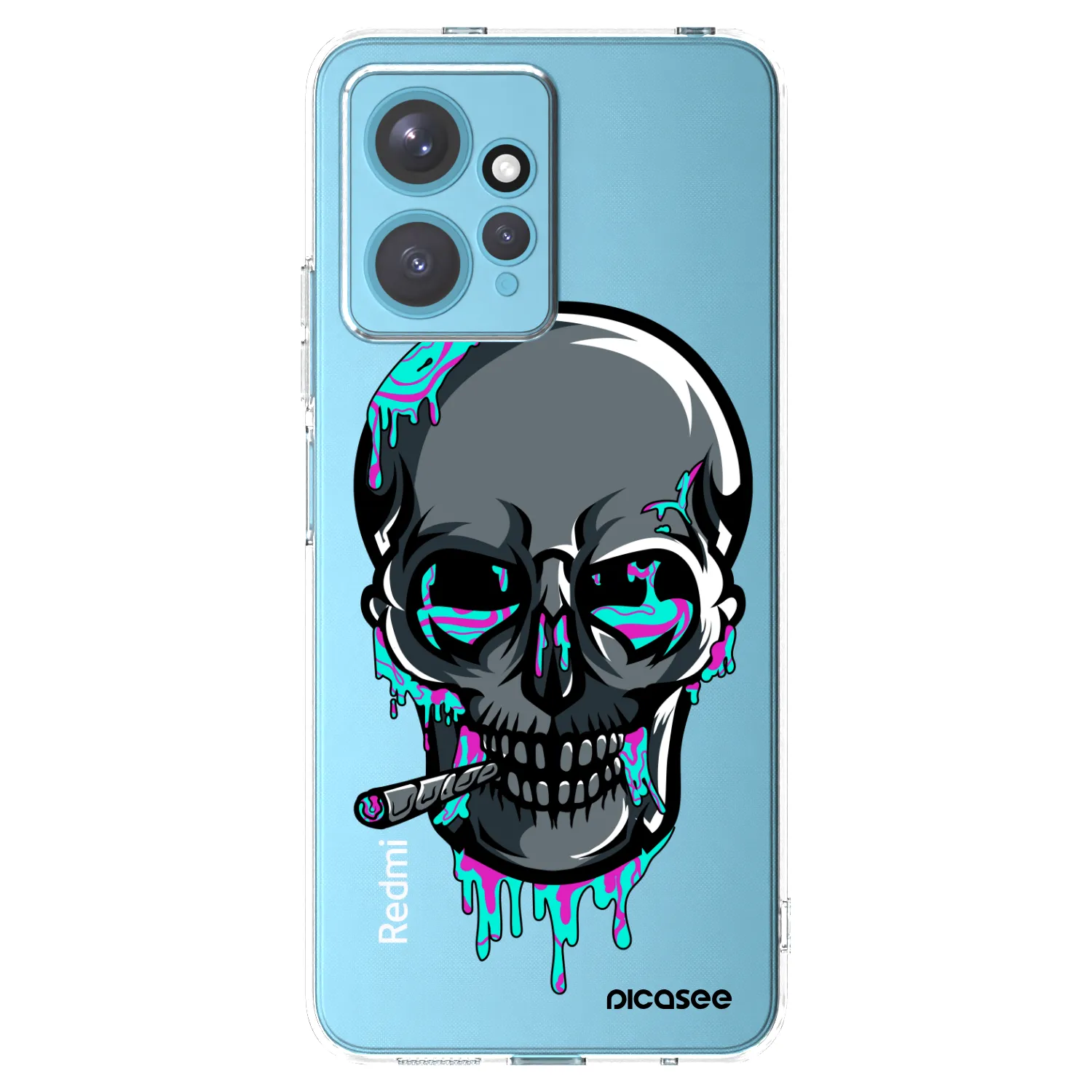 Picasee silikonový průhledný obal pro Xiaomi Redmi Note 12 4G - EARTH - Lebka 3.0