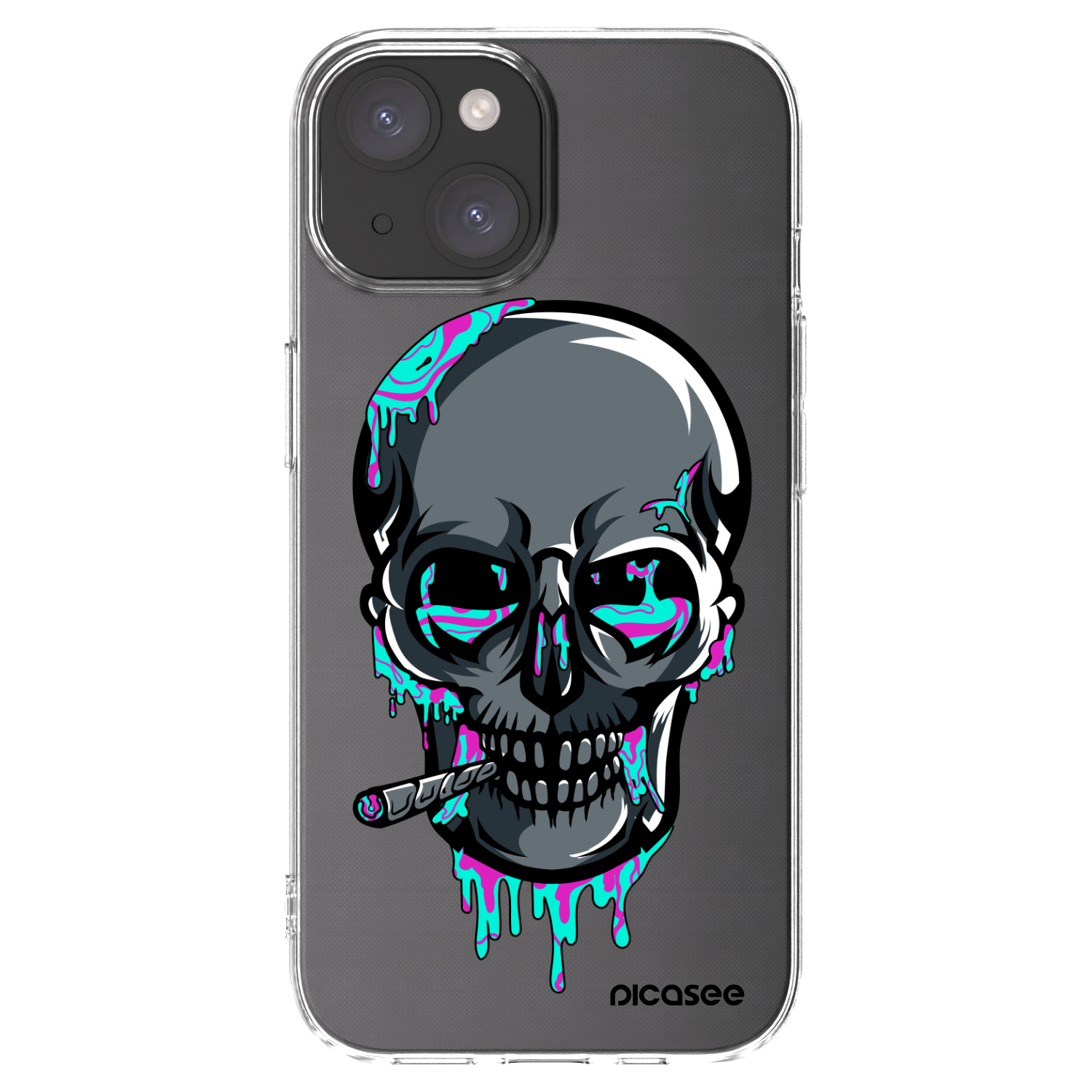 Picasee silikonový průhledný obal pro Apple iPhone 15 - EARTH - Lebka 3.0