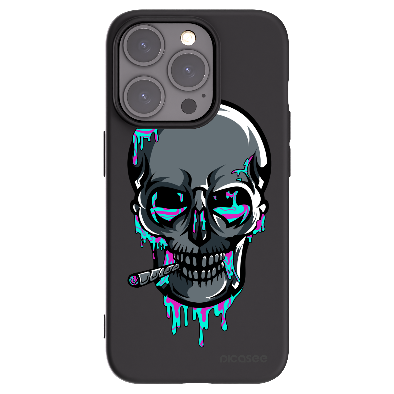 Picasee silikonový černý obal pro Apple iPhone 15 Pro - EARTH - Lebka 3.0