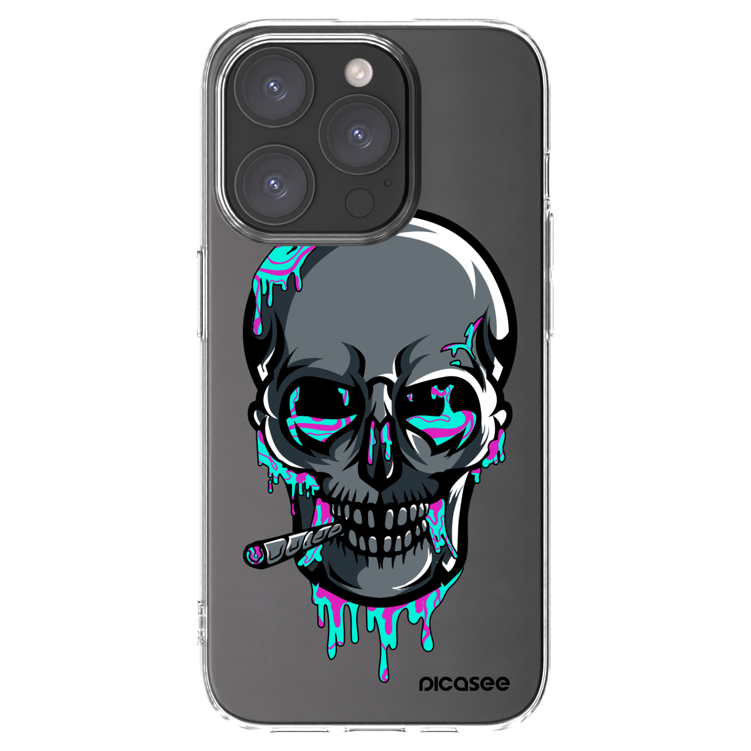 Picasee silikonový průhledný obal pro Apple iPhone 15 Pro - EARTH - Lebka 3.0