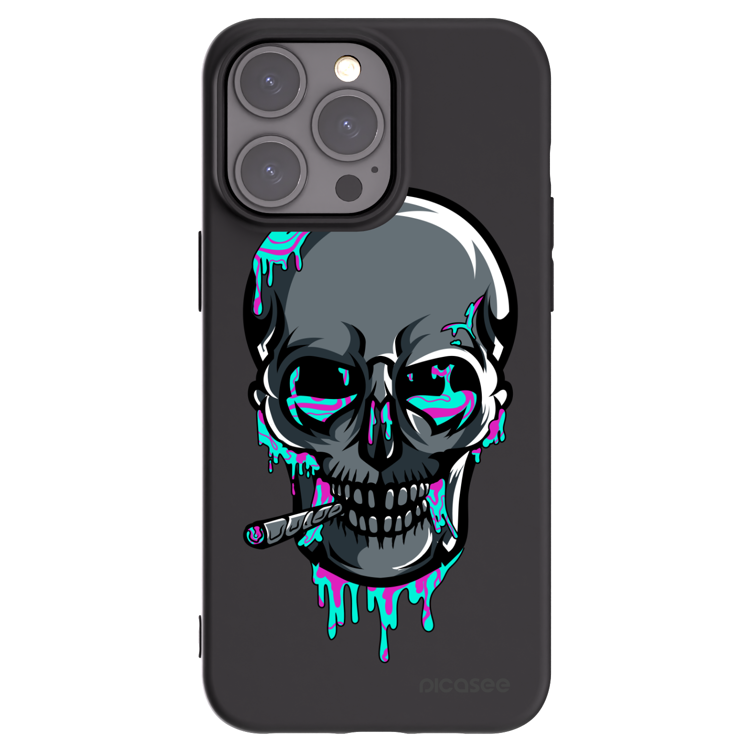 Picasee silikonový černý obal pro Apple iPhone 15 Pro Max - EARTH - Lebka 3.0