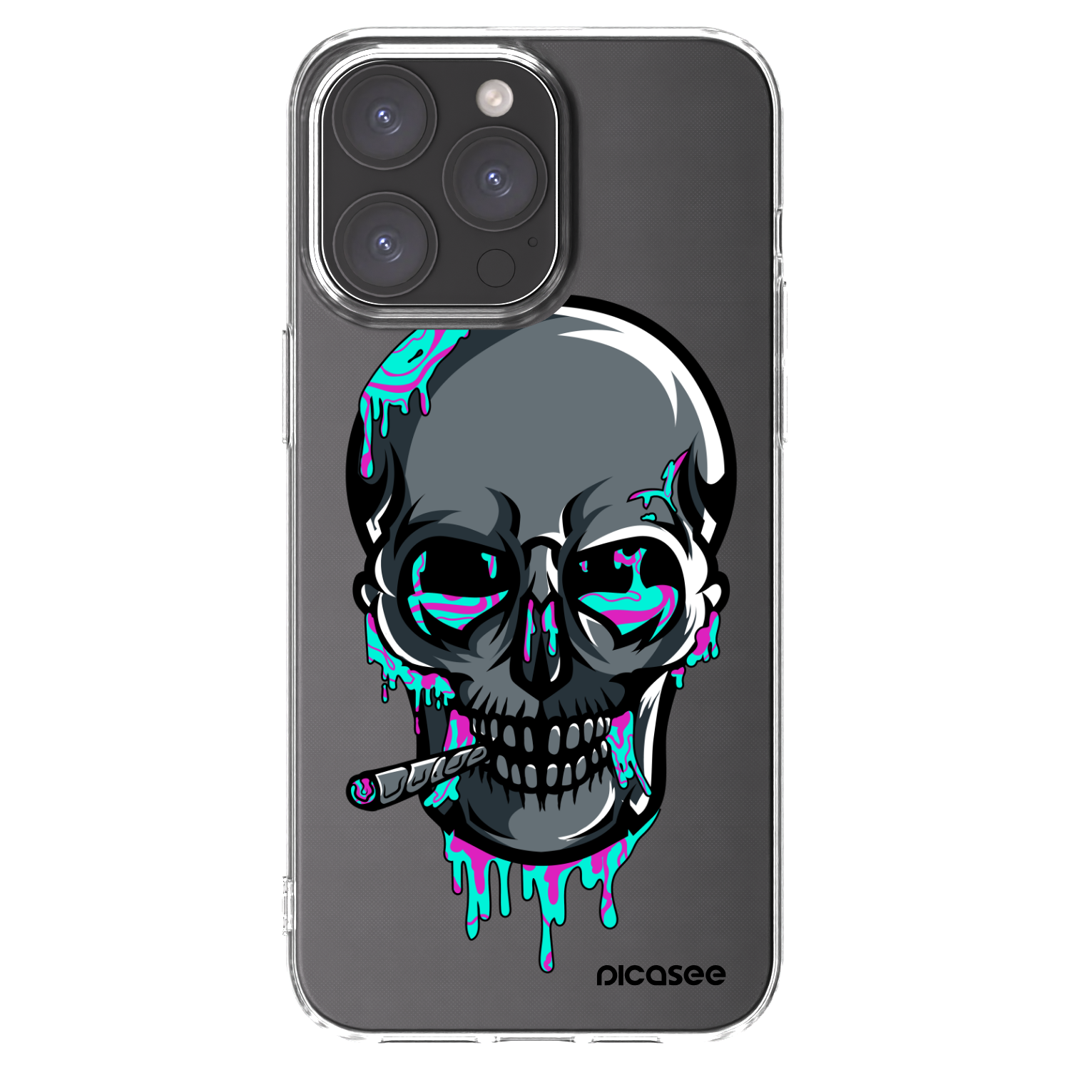 Picasee silikonový průhledný obal pro Apple iPhone 15 Pro Max - EARTH - Lebka 3.0