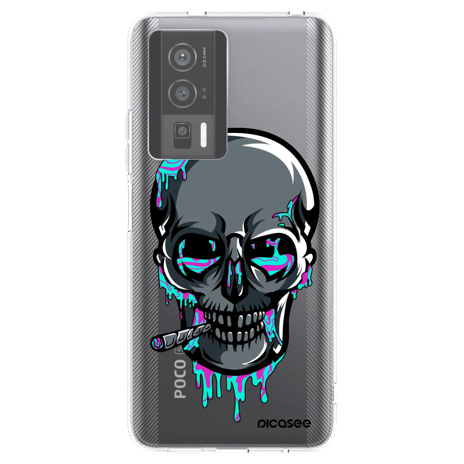 Picasee silikonový průhledný obal pro Xiaomi Poco F5 Pro 5G - EARTH - Lebka 3.0