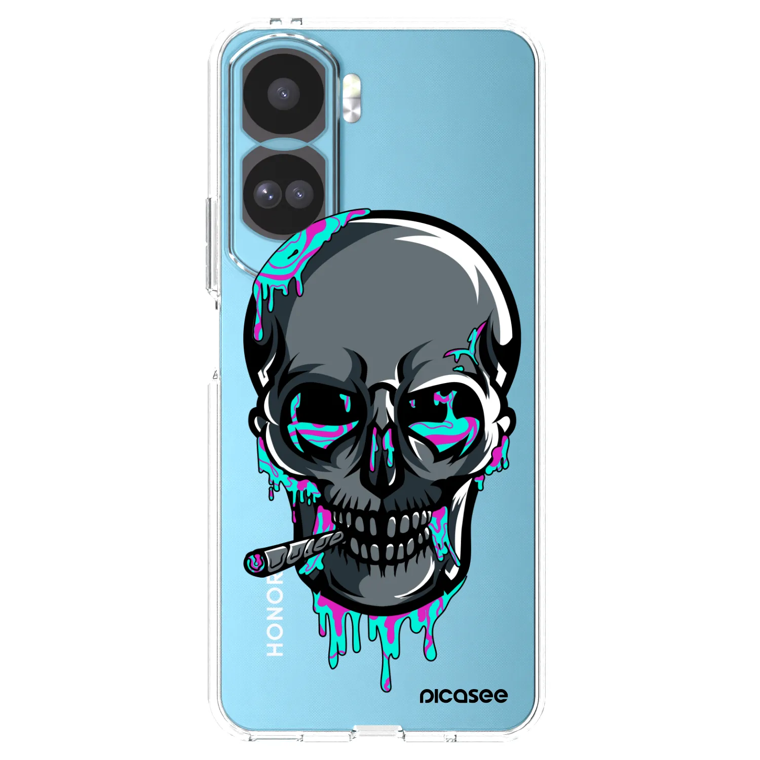 Picasee silikonový průhledný obal pro Honor 90 Lite 5G - EARTH - Lebka 3.0