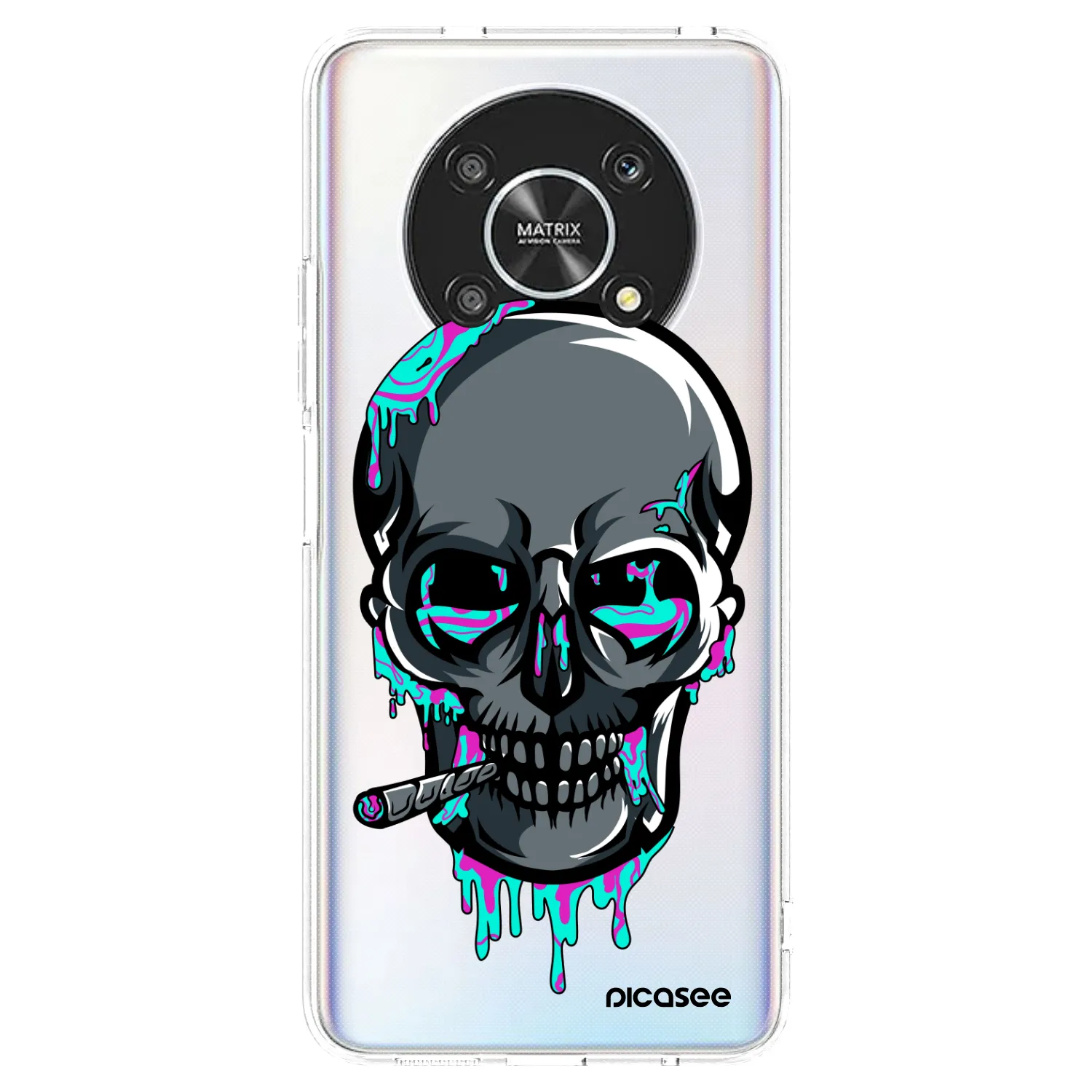 Picasee silikonový průhledný obal pro Honor Magic4 Lite 5G - EARTH - Lebka 3.0