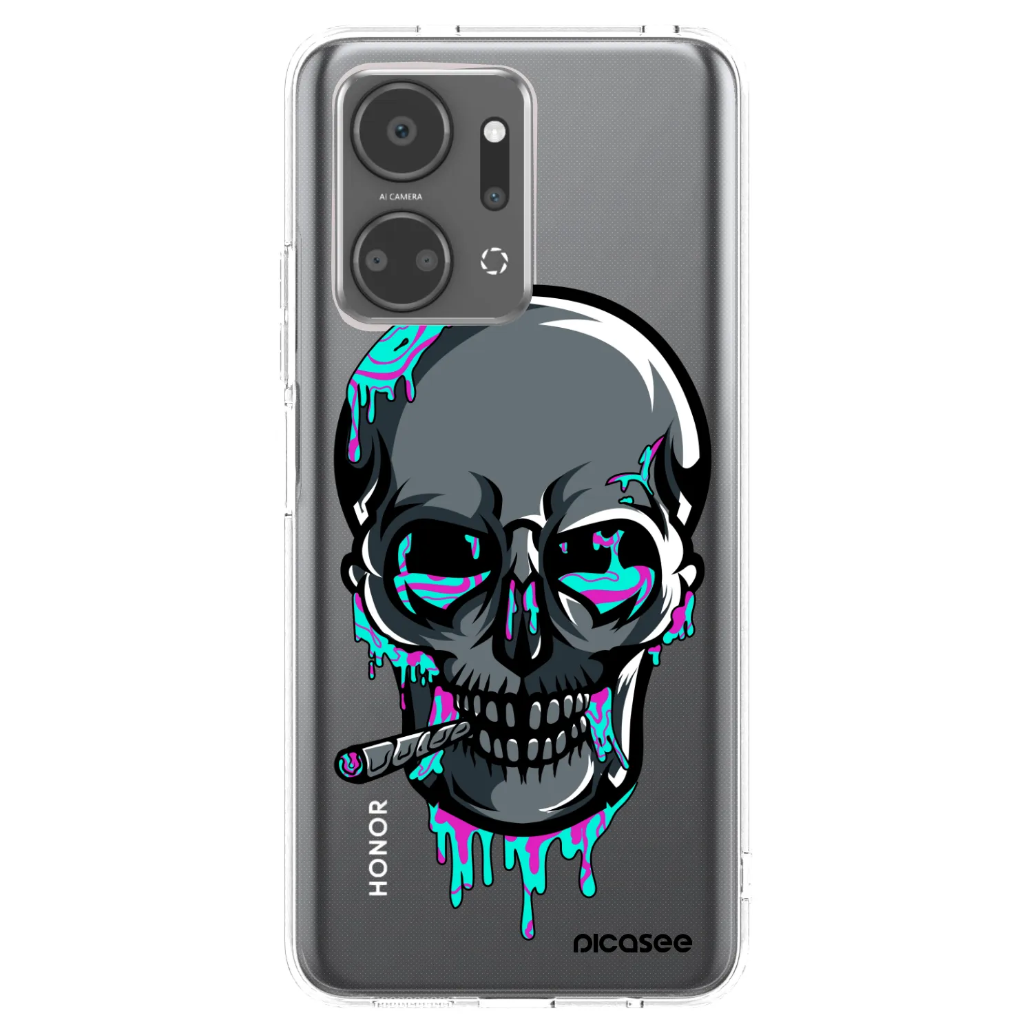 Picasee silikonový průhledný obal pro Honor X7a - EARTH - Lebka 3.0