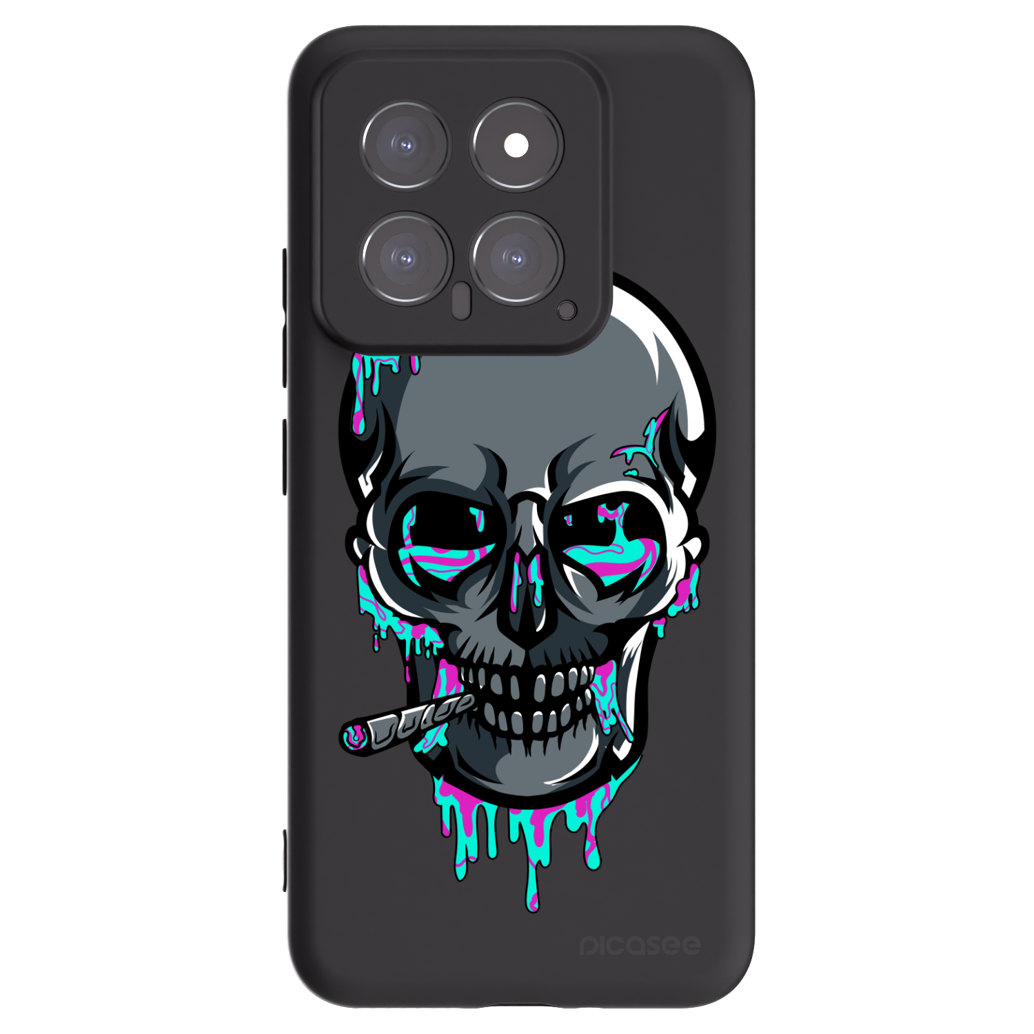Picasee silikonový černý obal pro Xiaomi 14 - EARTH - Lebka 3.0