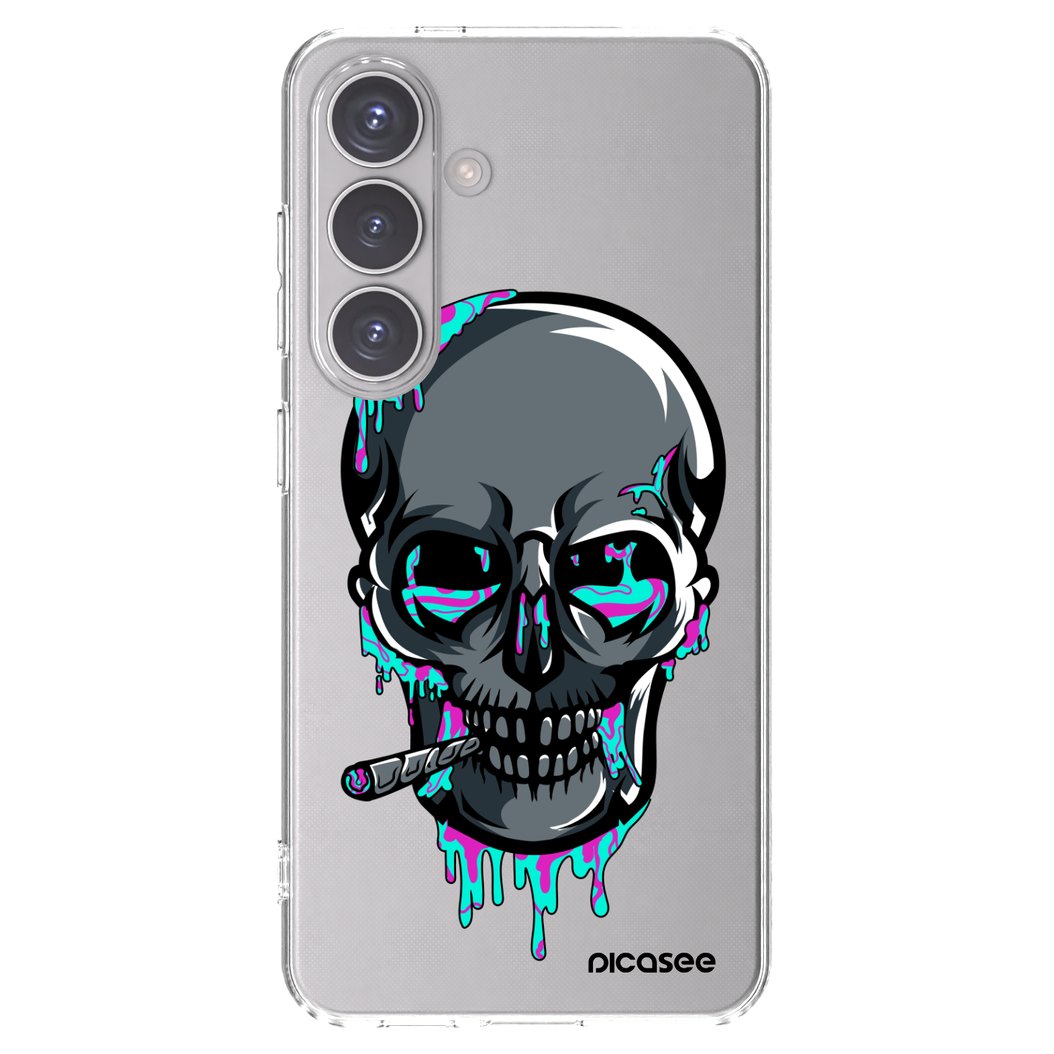 Picasee silikonový průhledný obal pro Samsung Galaxy S24 S921B 5G - EARTH - Lebka 3.0
