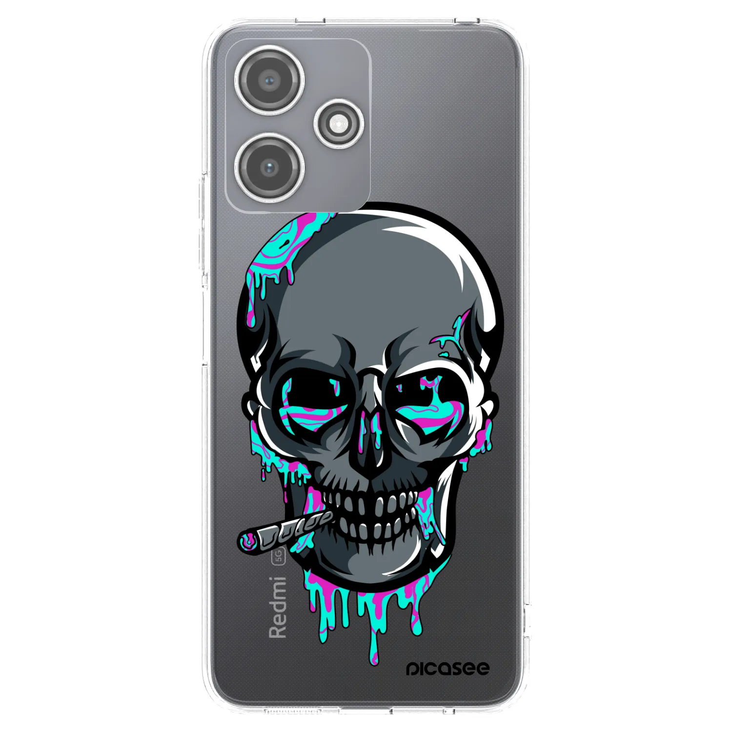Picasee silikonový průhledný obal pro Xiaomi Redmi 12 5G - EARTH - Lebka 3.0