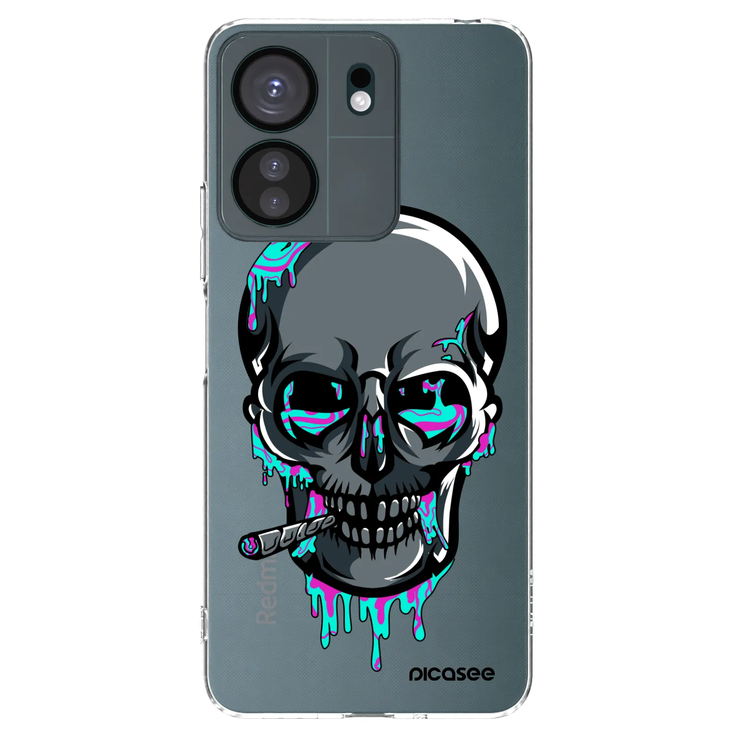 Picasee silikonový průhledný obal pro Xiaomi Redmi 13C 4G - EARTH - Lebka 3.0