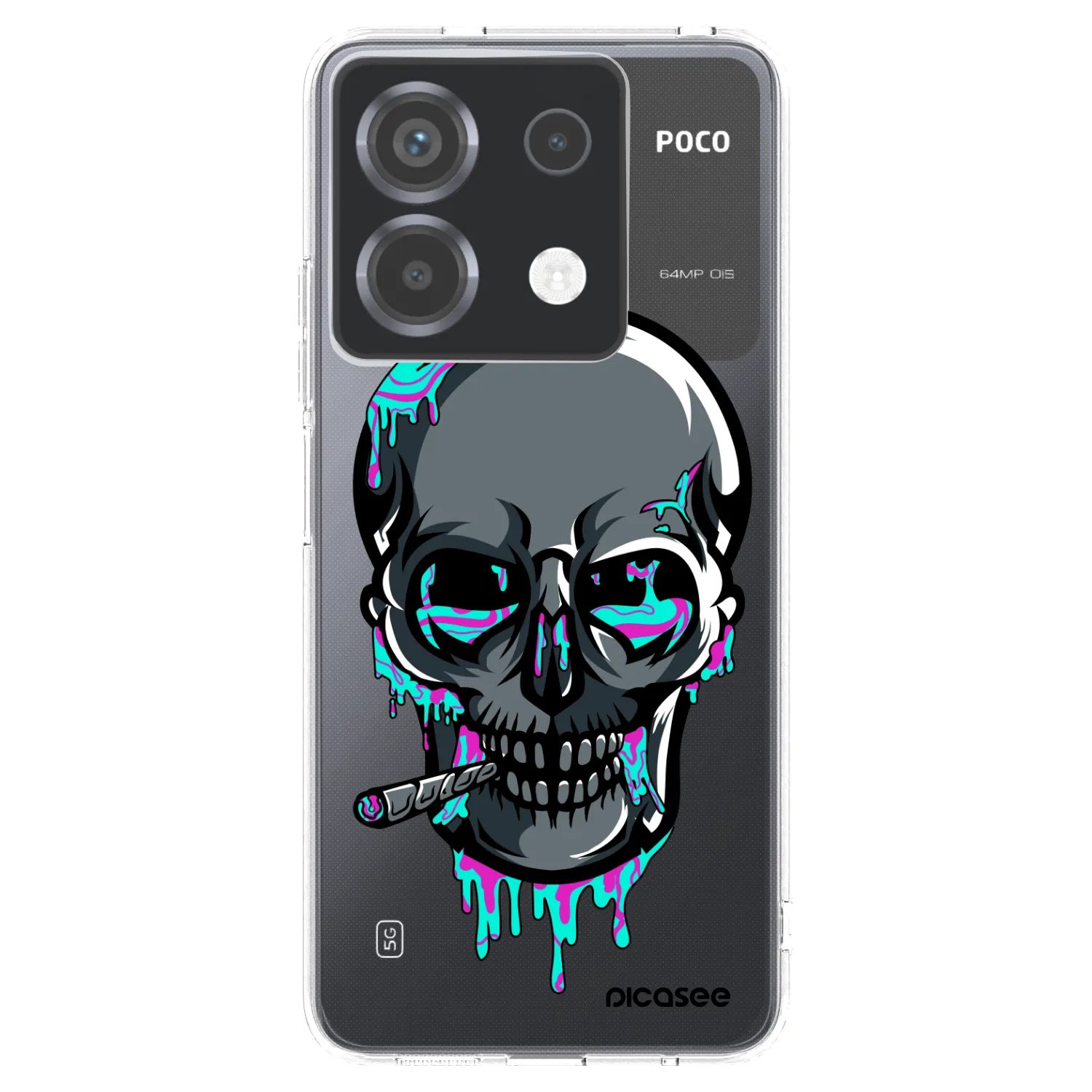 Picasee silikonový průhledný obal pro Xiaomi Poco X6 - EARTH - Lebka 3.0