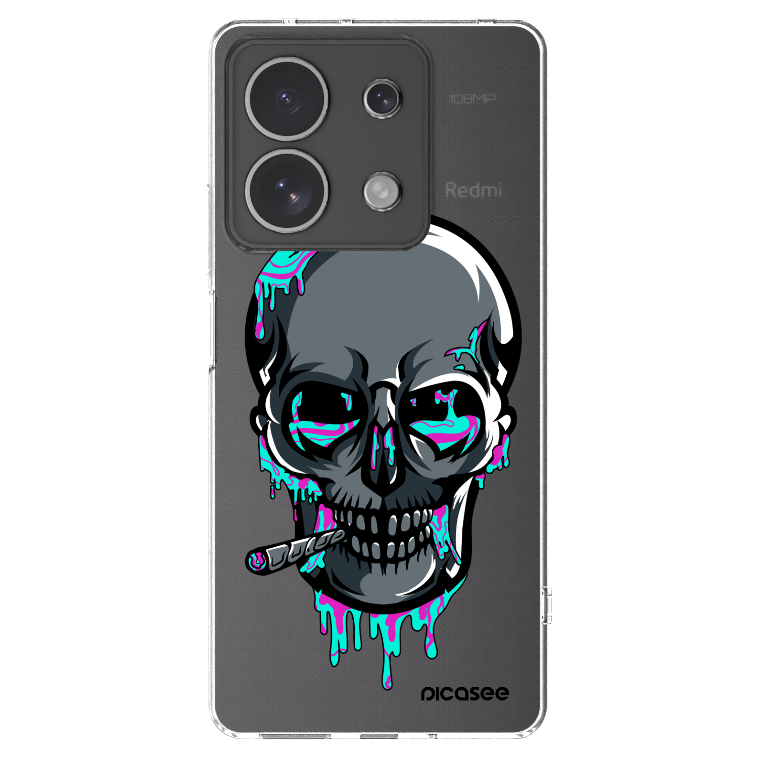 Picasee silikonový průhledný obal pro Xiaomi Redmi Note 13 4G - EARTH - Lebka 3.0