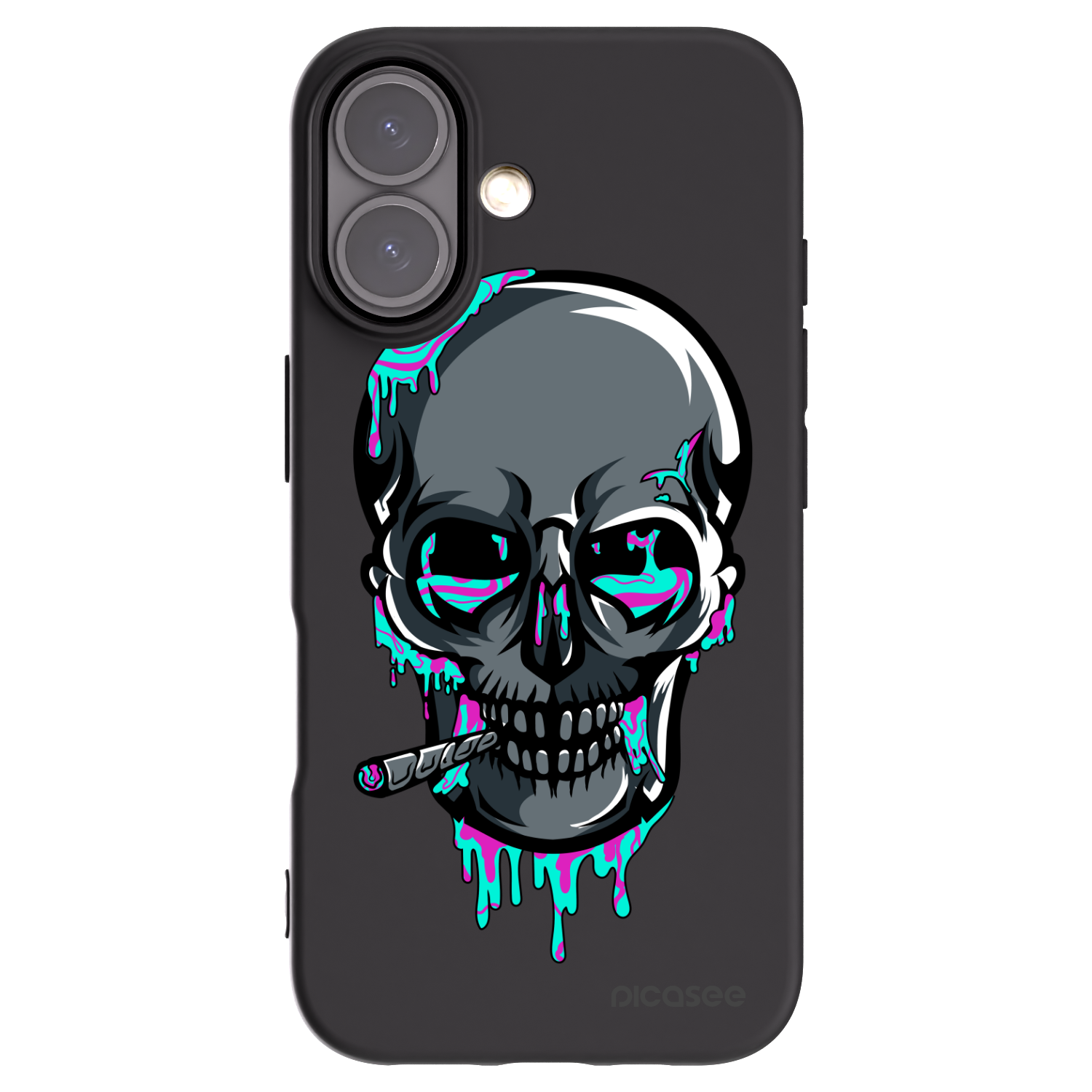 Picasee silikonový černý obal pro Apple iPhone 16 - EARTH - Lebka 3.0