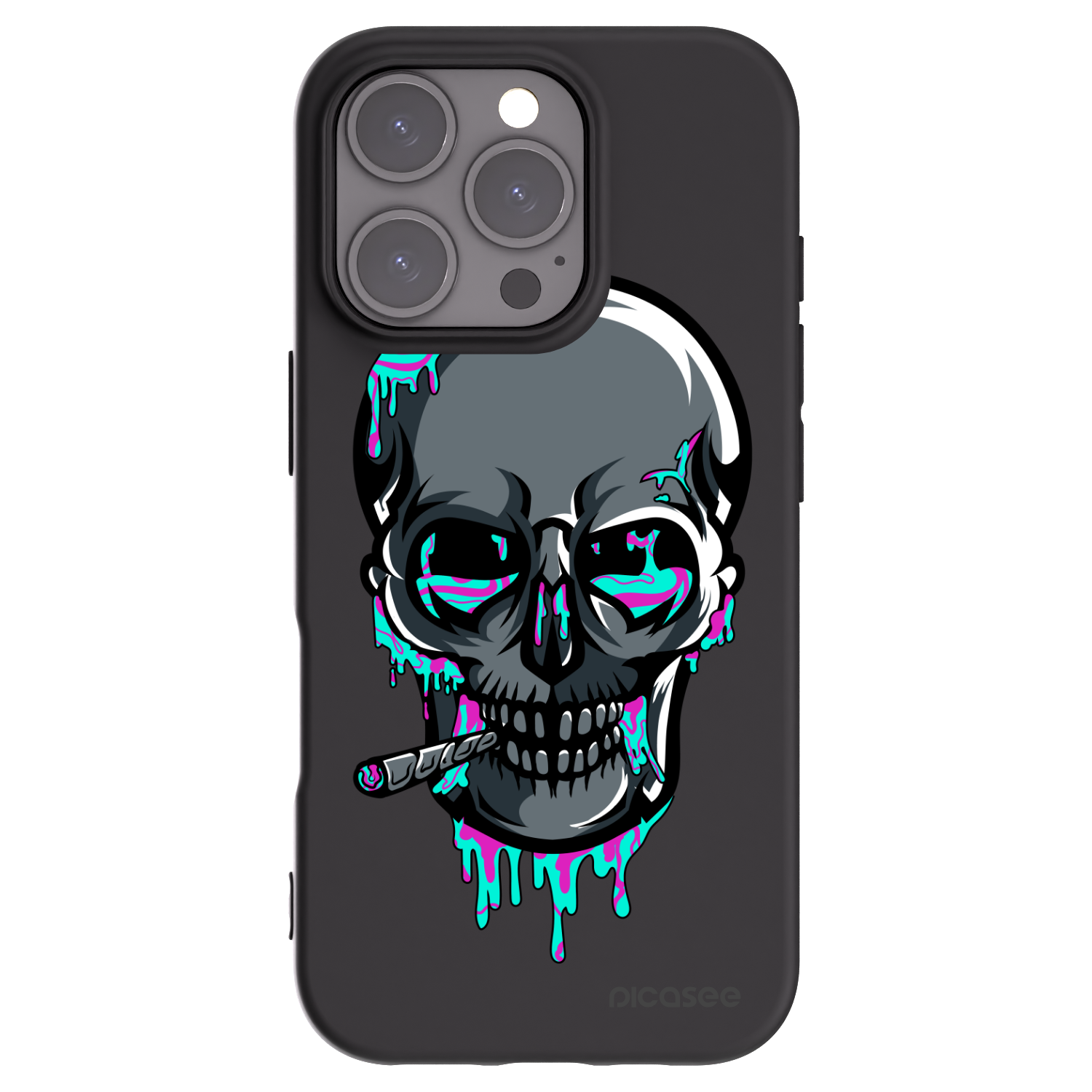 Picasee silikonový černý obal pro Apple iPhone 16 Pro - EARTH - Lebka 3.0