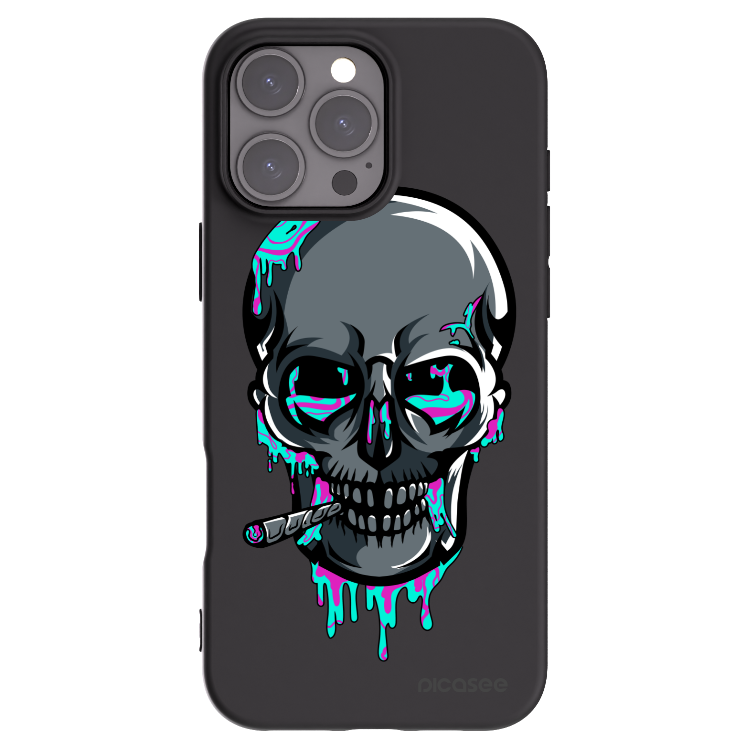 Picasee silikonový černý obal pro Apple iPhone 16 Pro Max - EARTH - Lebka 3.0