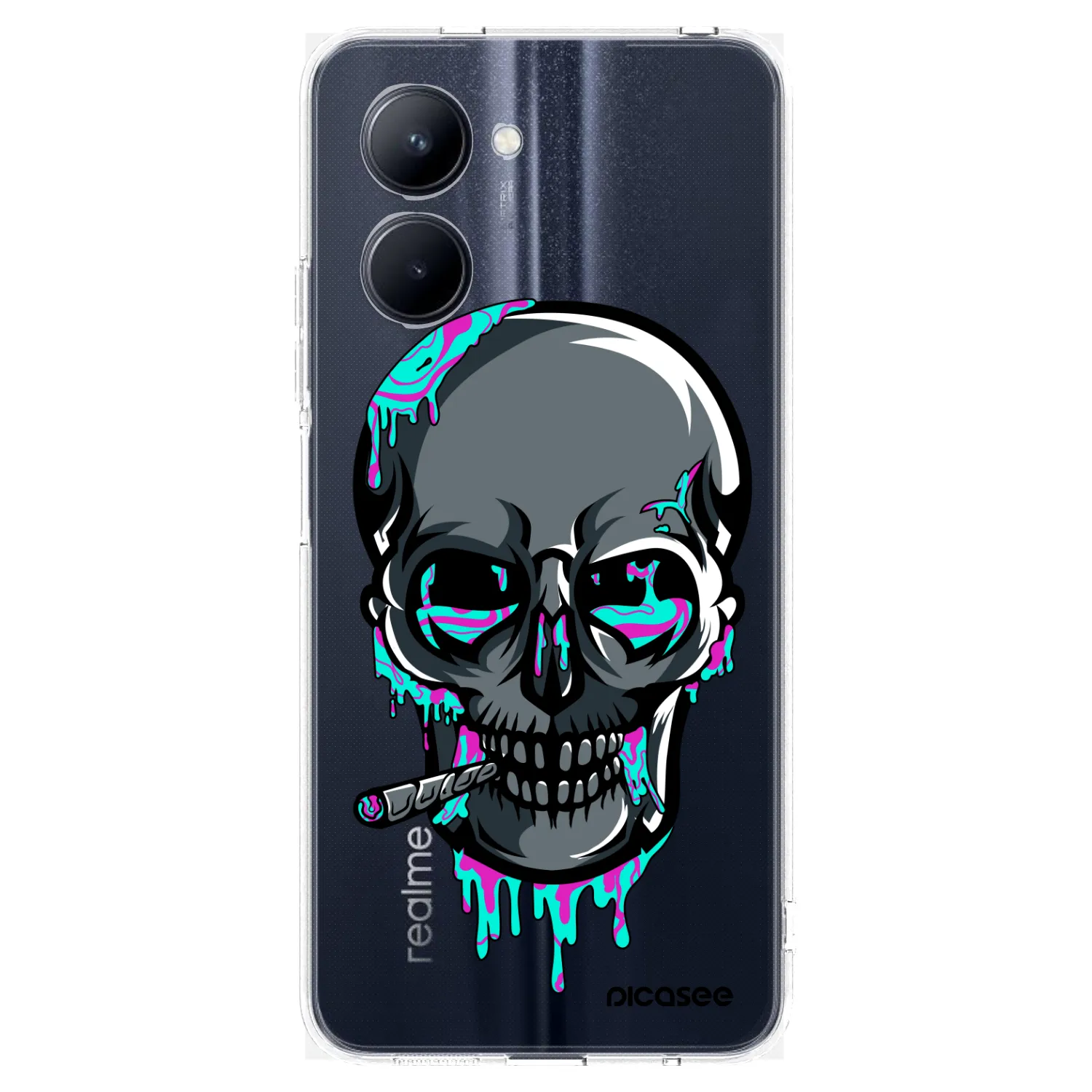 Picasee silikonový průhledný obal pro Realme C33 (2023) - EARTH - Lebka 3.0