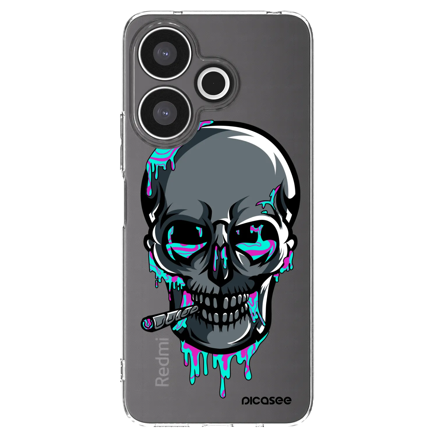 Picasee silikonový průhledný obal pro Xiaomi Redmi 13 4G - EARTH - Lebka 3.0