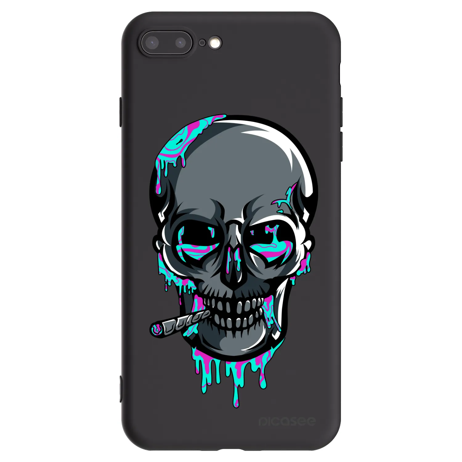 Picasee silikonový černý obal pro Apple iPhone 8 Plus - EARTH - Lebka 3.0