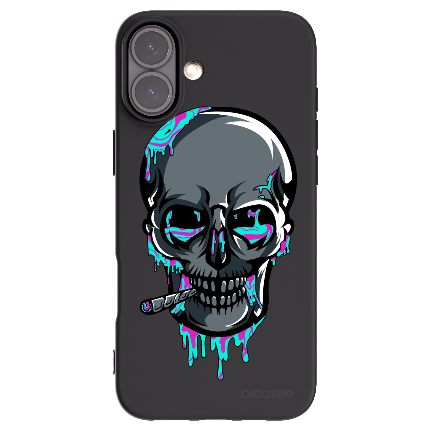 Picasee silikonový černý obal pro Apple iPhone 16 Plus - EARTH - Lebka 3.0