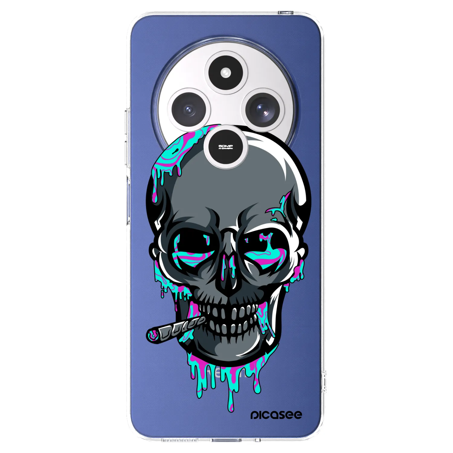 Picasee silikonový průhledný obal pro Xiaomi Redmi 14C - EARTH - Lebka 3.0