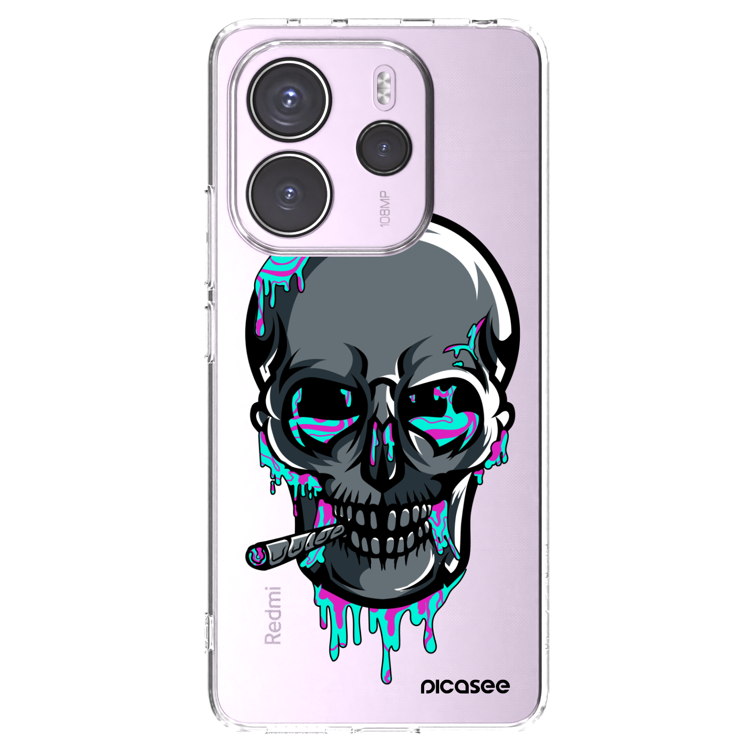 Picasee silikonový průhledný obal pro Xiaomi Redmi Note 14 4G - EARTH - Lebka 3.0