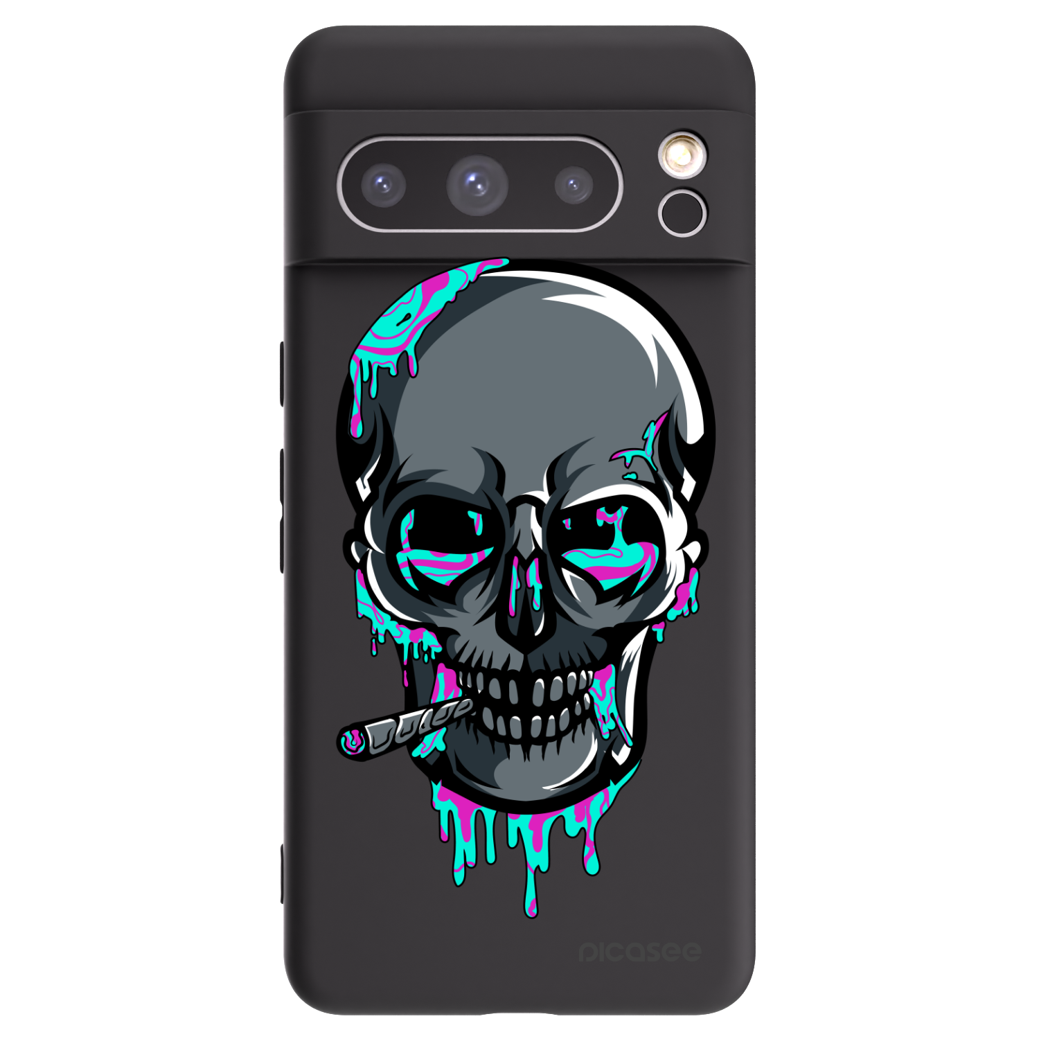 Picasee silikonový černý obal pro Google Pixel 8 Pro - EARTH - Lebka 3.0