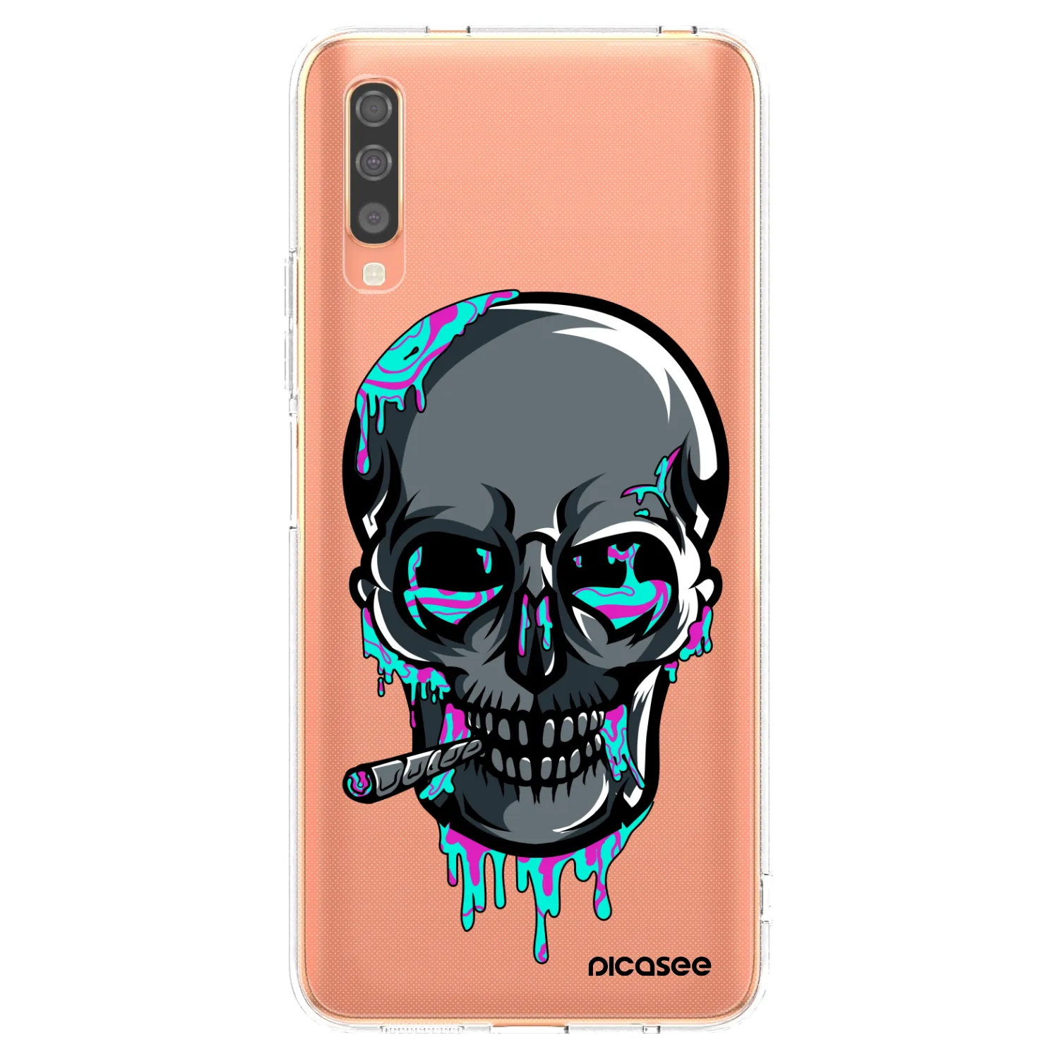 Picasee silikonový průhledný obal pro Samsung Galaxy A70 A705F - EARTH - Lebka 3.0