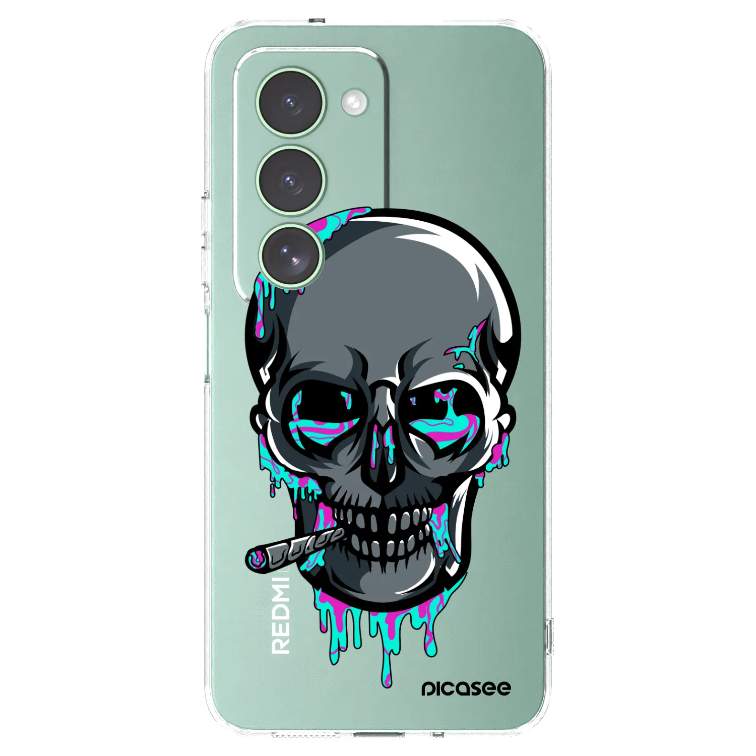 Picasee silikonový průhledný obal pro Xiaomi Redmi 15 5G - EARTH - Lebka 3.0